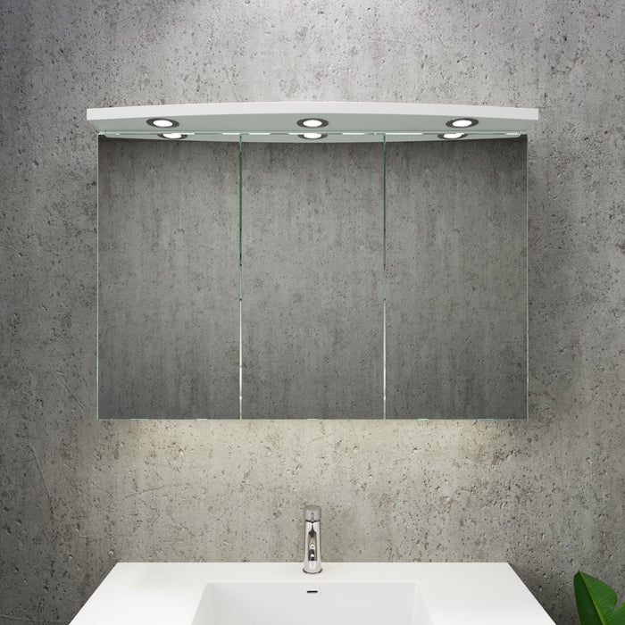 Fredrikstad LED Spejlskab Med Rund Lysbaldakin, Mat Hvid