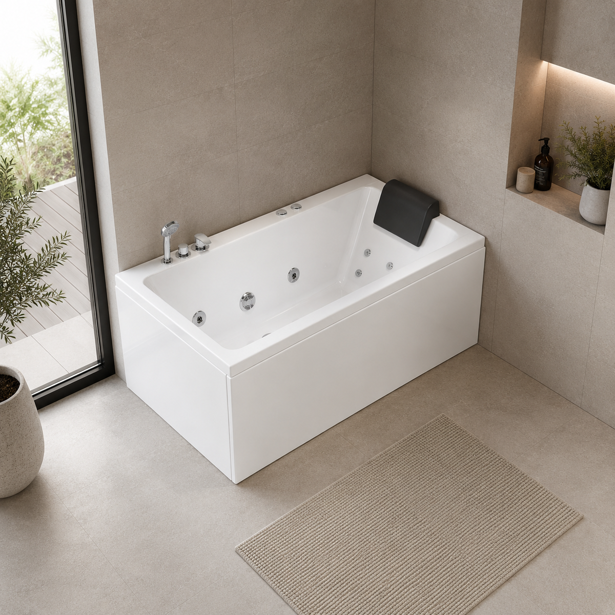 Spabad 160 cm, firkantet med hydromassage - Wilson