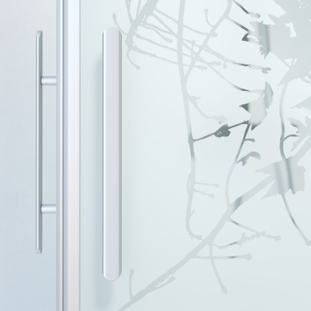 Vänern Brusehjørne, Firkantet, Børstet Aluminium Profil, Frostet Decor Glas