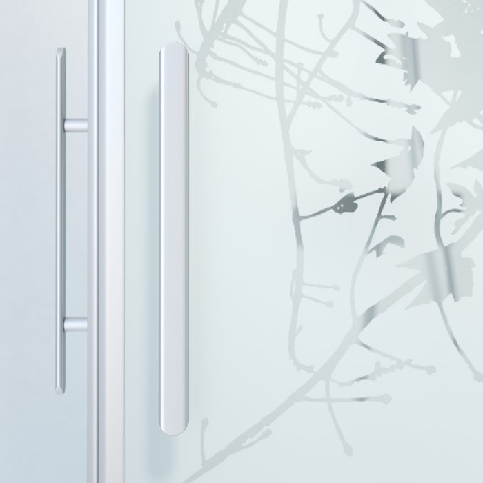 Vänern Brusehjørne, Firkantet, Børstet Aluminium Profil, Frostet Decor Glas