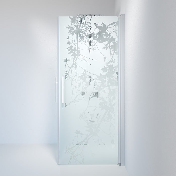 Vänern Brusehjørne, Firkantet, Børstet Aluminium Profil, Frostet Decor Glas