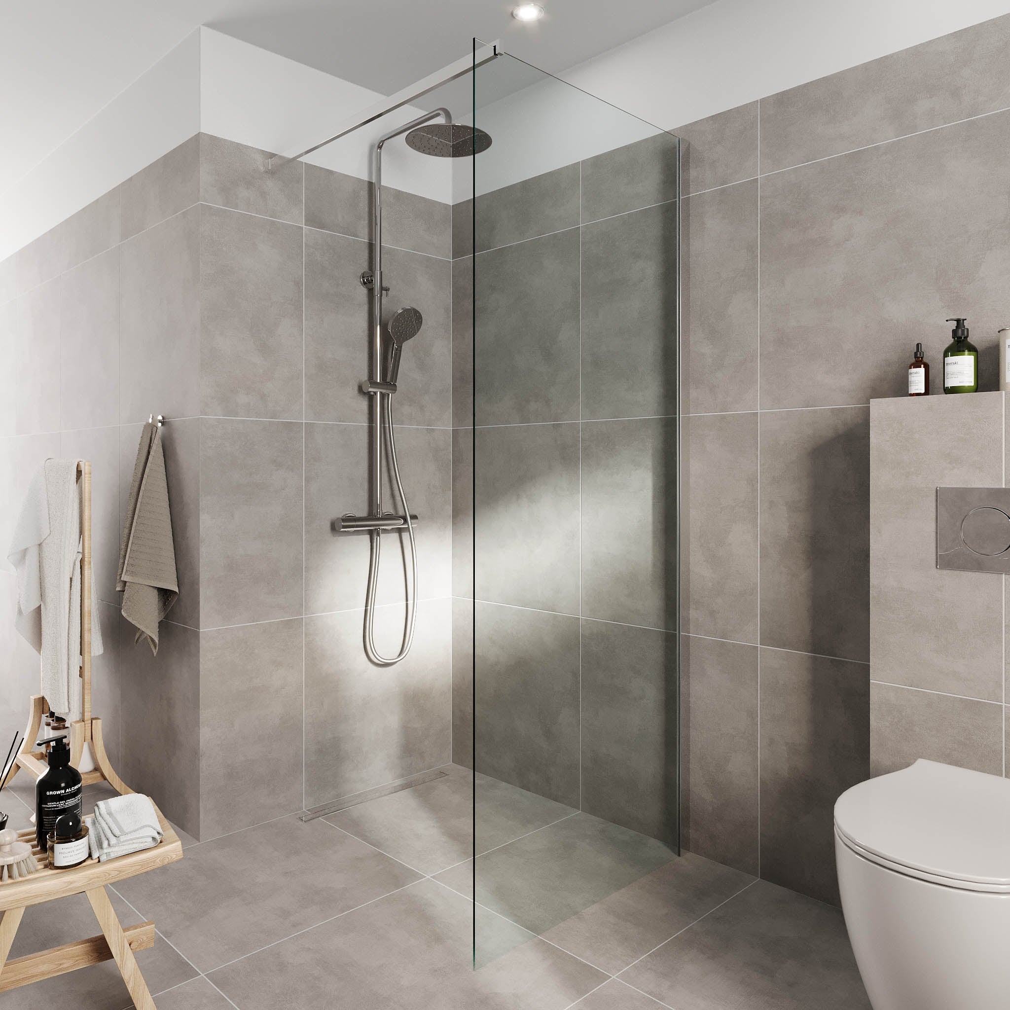 Sandefjord Brusevæg, Krom Profil, Klar Glas