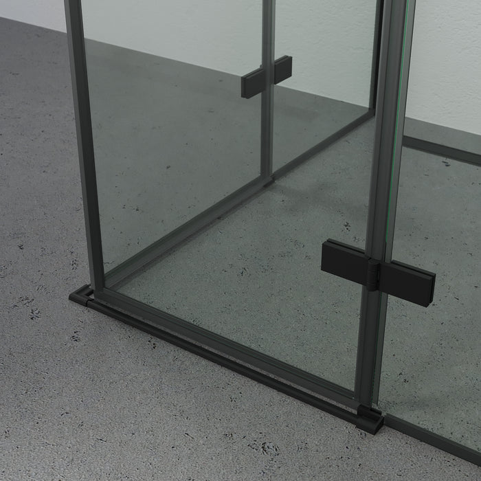 Rämen Brusehjørne, Firkantet, Sort Profil, Klar Glas