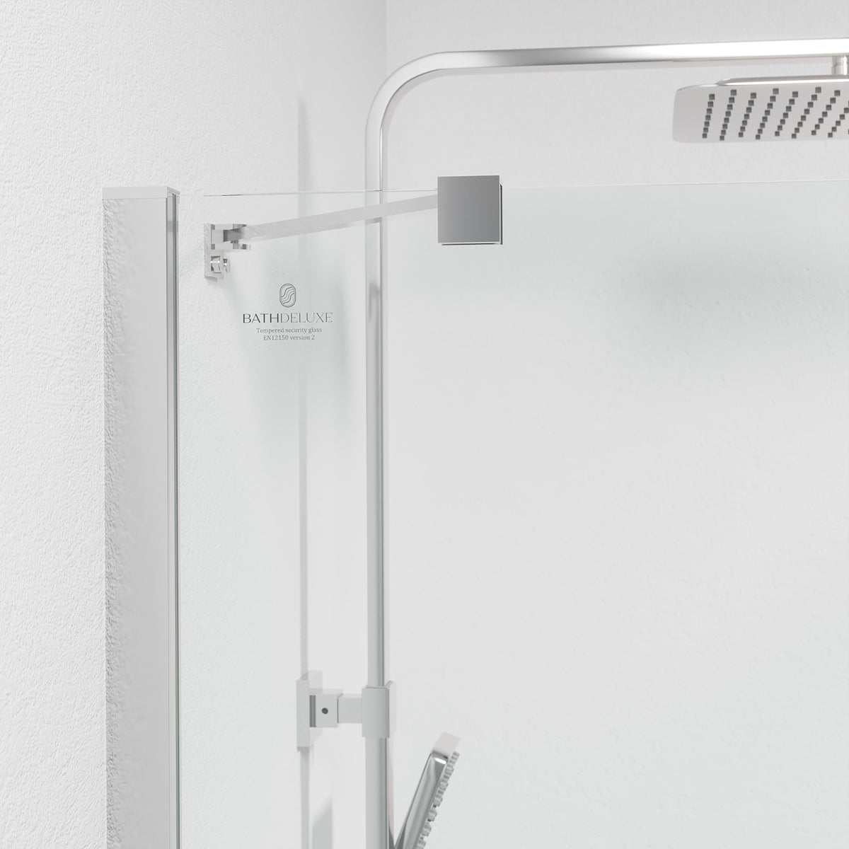 Rämen Brusehjørne, Firkantet, Krom Profil, Klar Glas