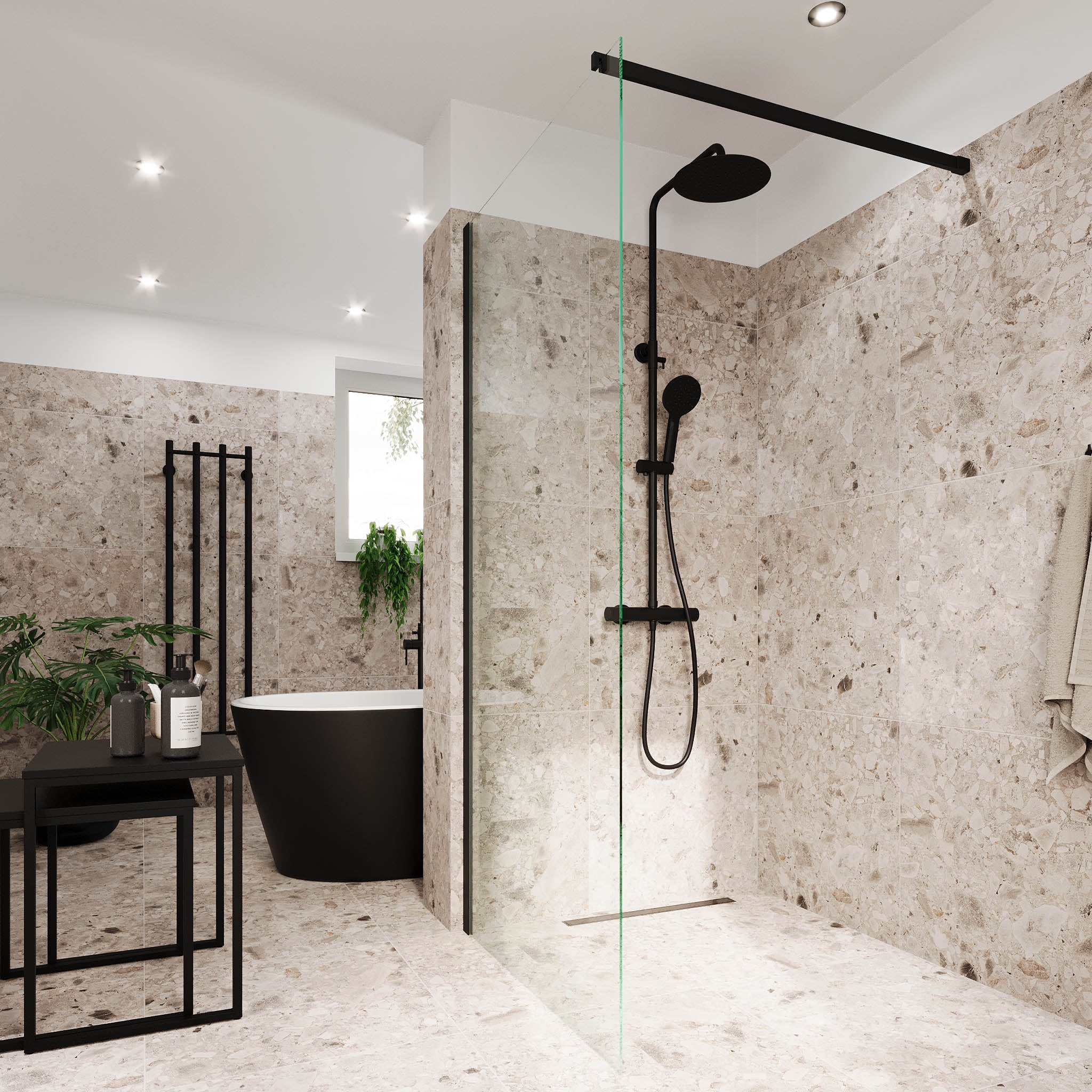 Sandefjord Brusevæg, Sort Profil, Klar Glas