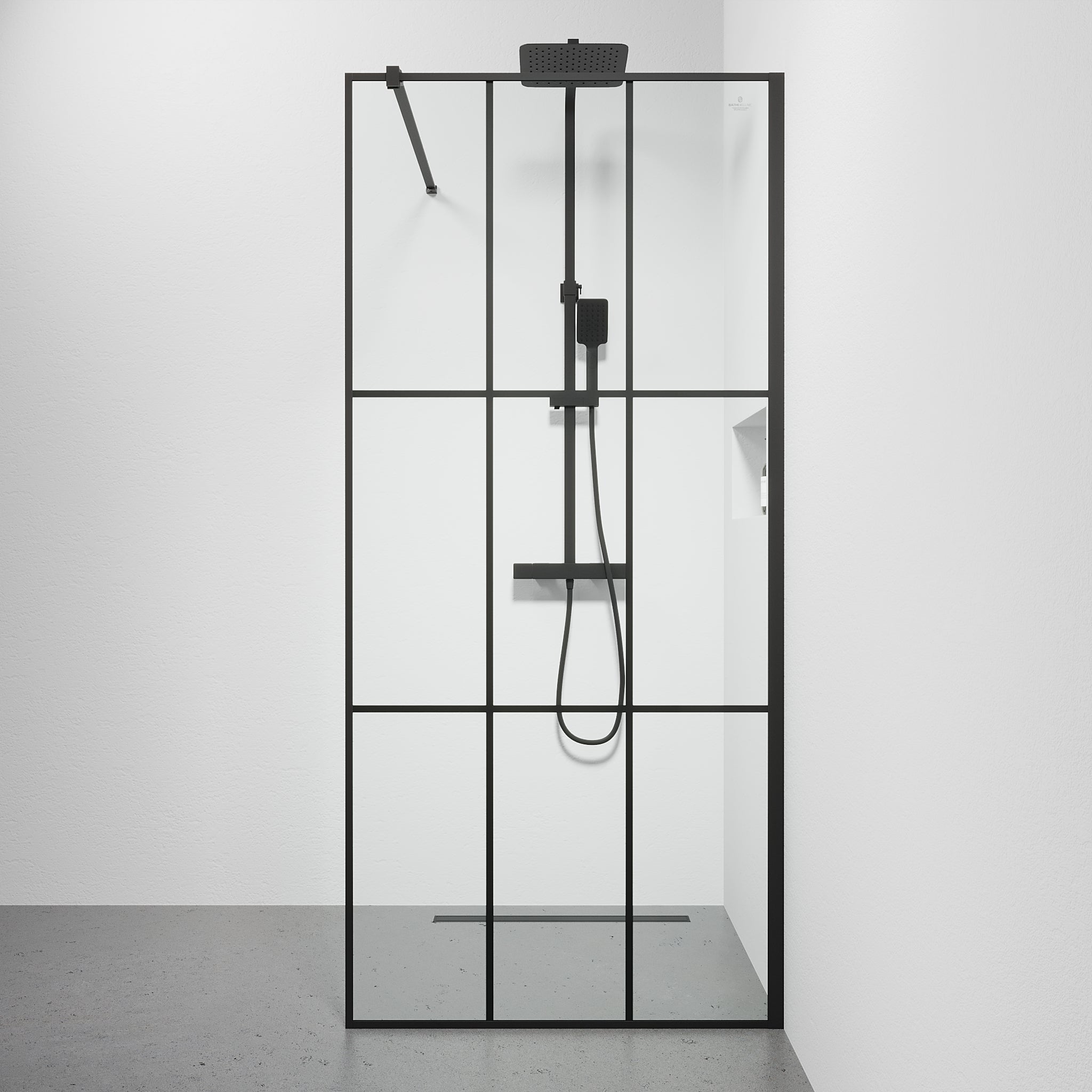 Tulsa Brusevæg, Sort Profil, Klar Glas med Sprosser