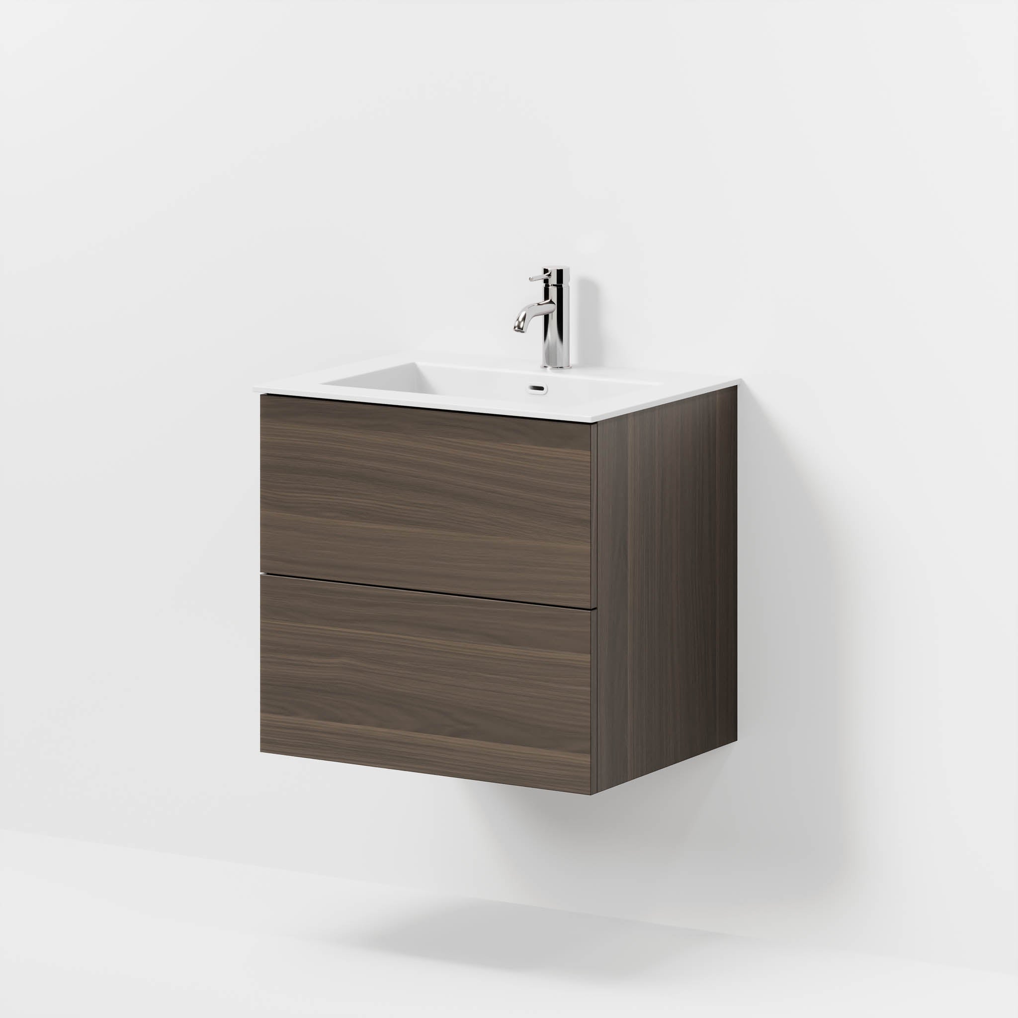 Badmøbel med klassiske fronter - 60x46x57 cm - valnød - solid surface vask - Viborg