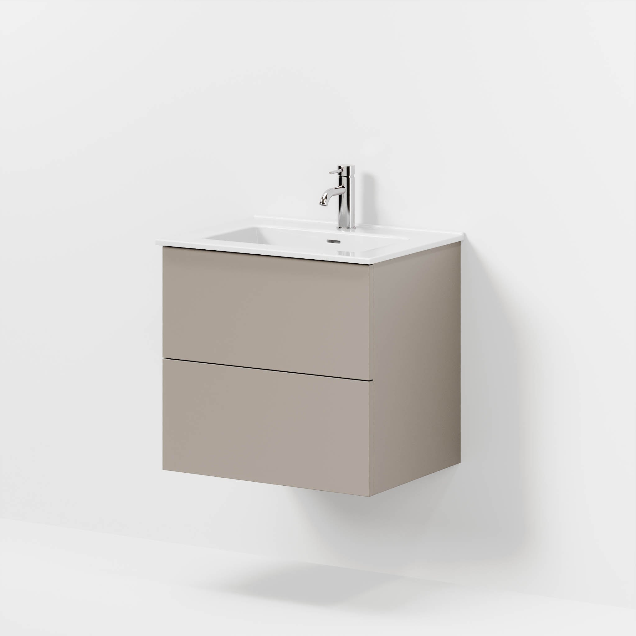 Badmøbel med klassiske fronter - 60x46x57 cm - støvet sand- keramisk vask - Vestbjerg
