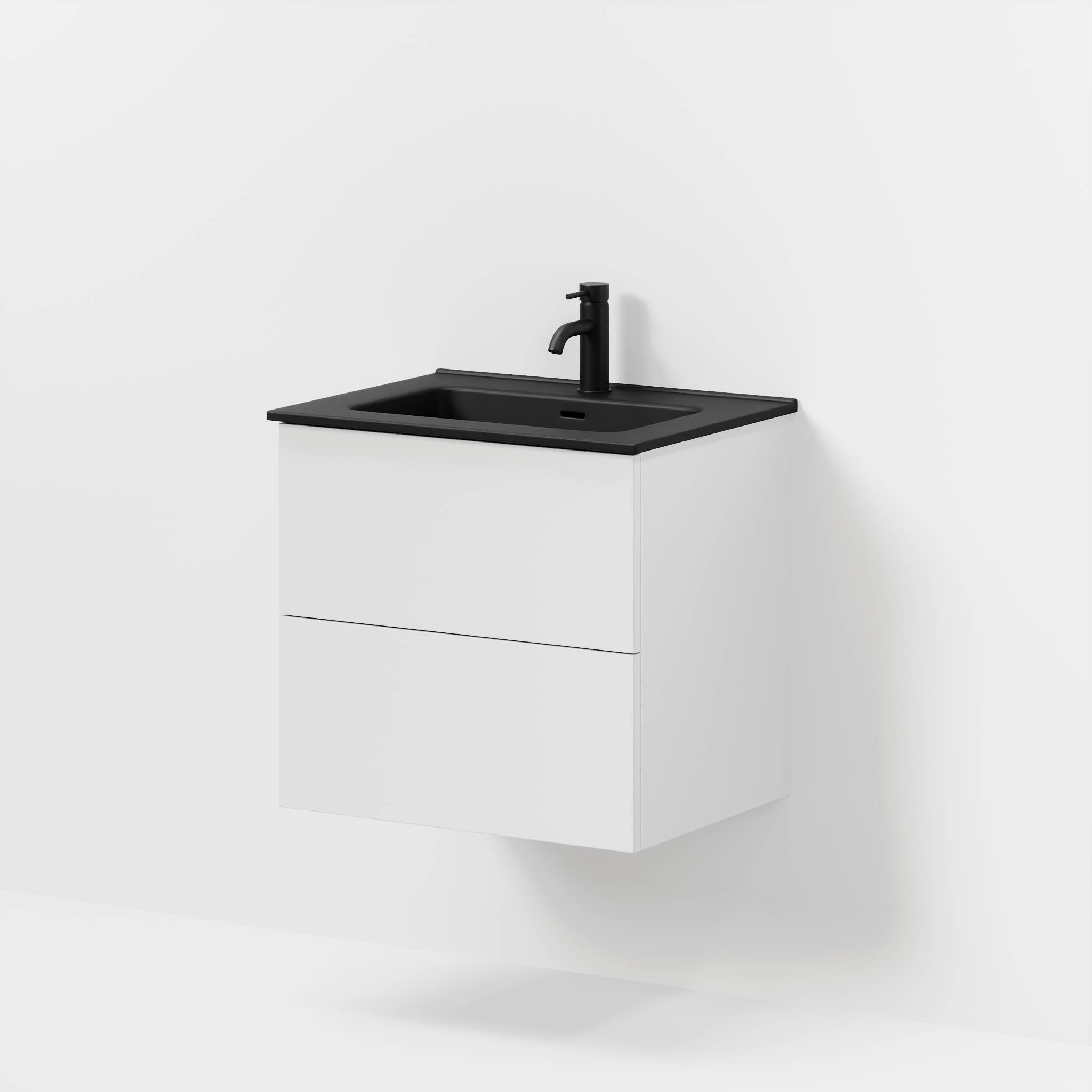 Badmøbel med klassiske fronter - 60x46x57 cm - mat hvid - keramisk vask - Vadum