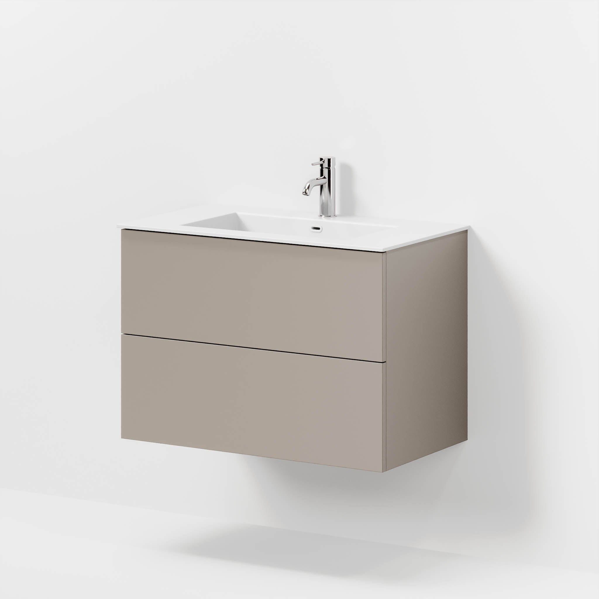 Badmøbel med klassiske fronter - 80x46x57 cm - støvet sand - solid surface vask - Viborg