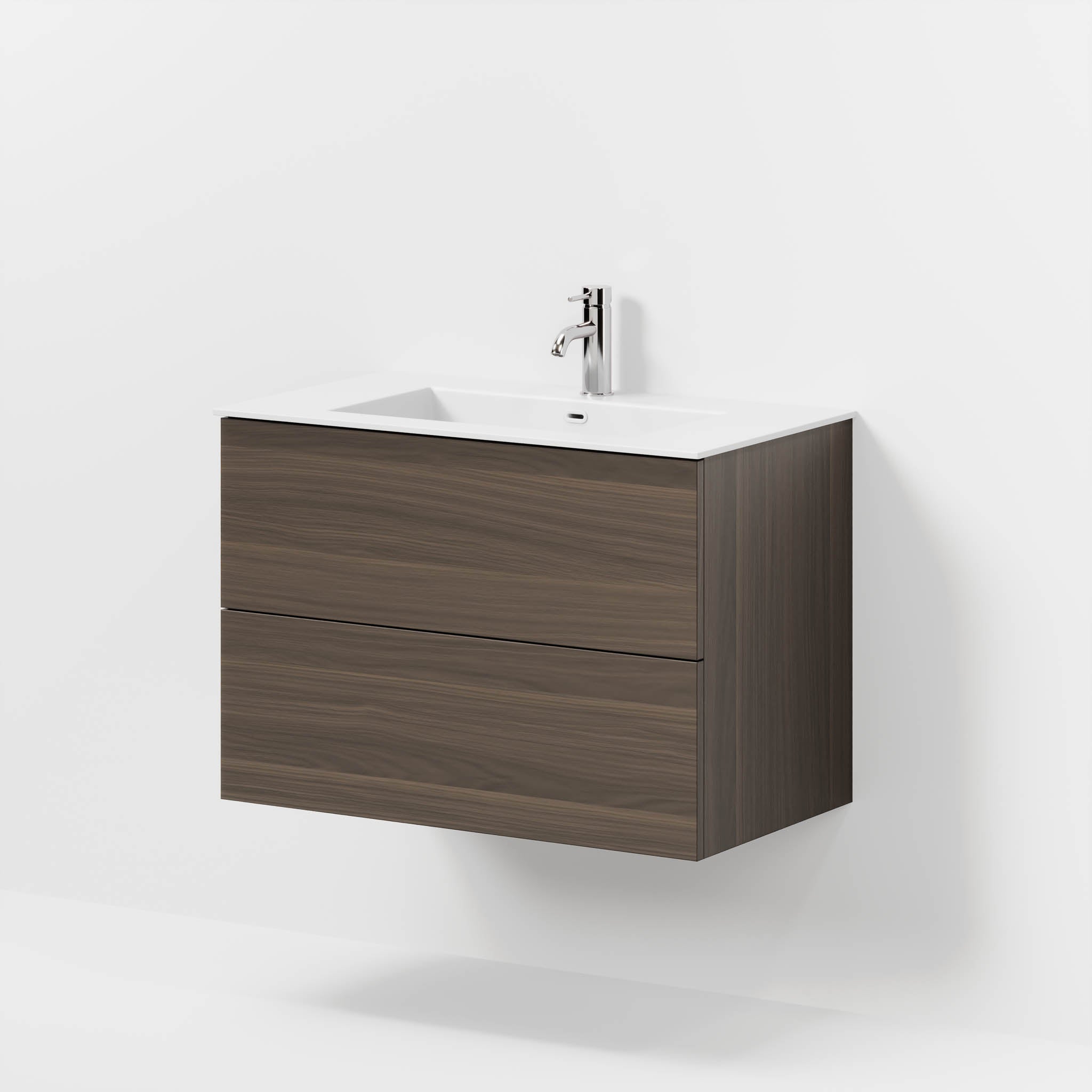 Badmøbel med klassiske fronter - 80x46x57 cm - valnød - solid surface vask - Viborg