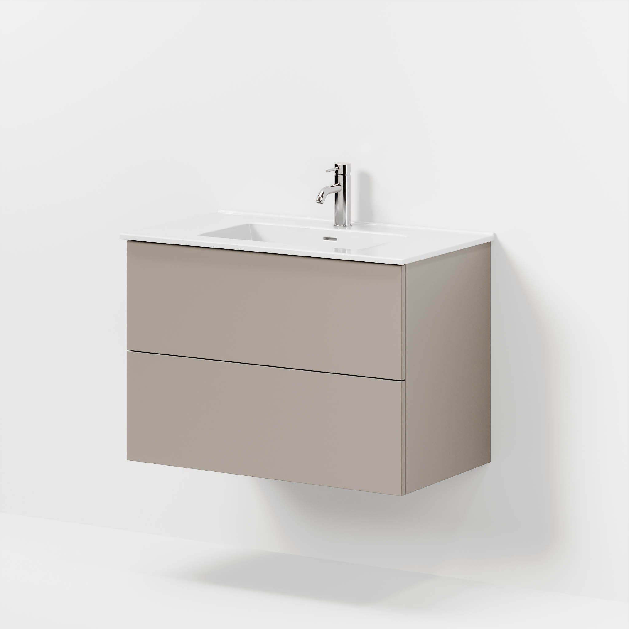 Badmøbel med klassiske fronter - 80x46x57 cm - støvet sand - keramisk vask - Vestbjerg