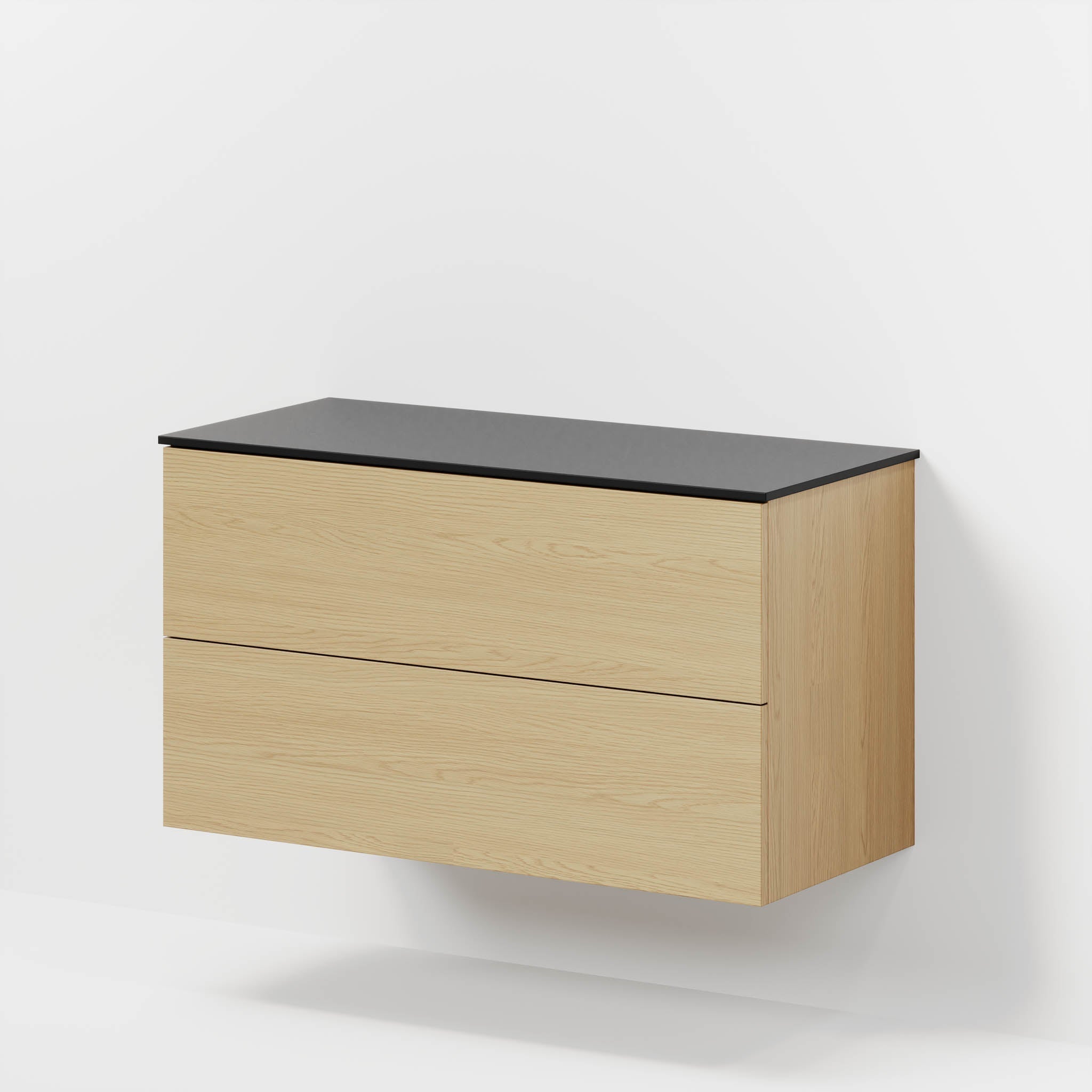Badmøbel med klassiske fronter - 100x46x56 cm - eg - melaminbordplade i mat sort - Virklund