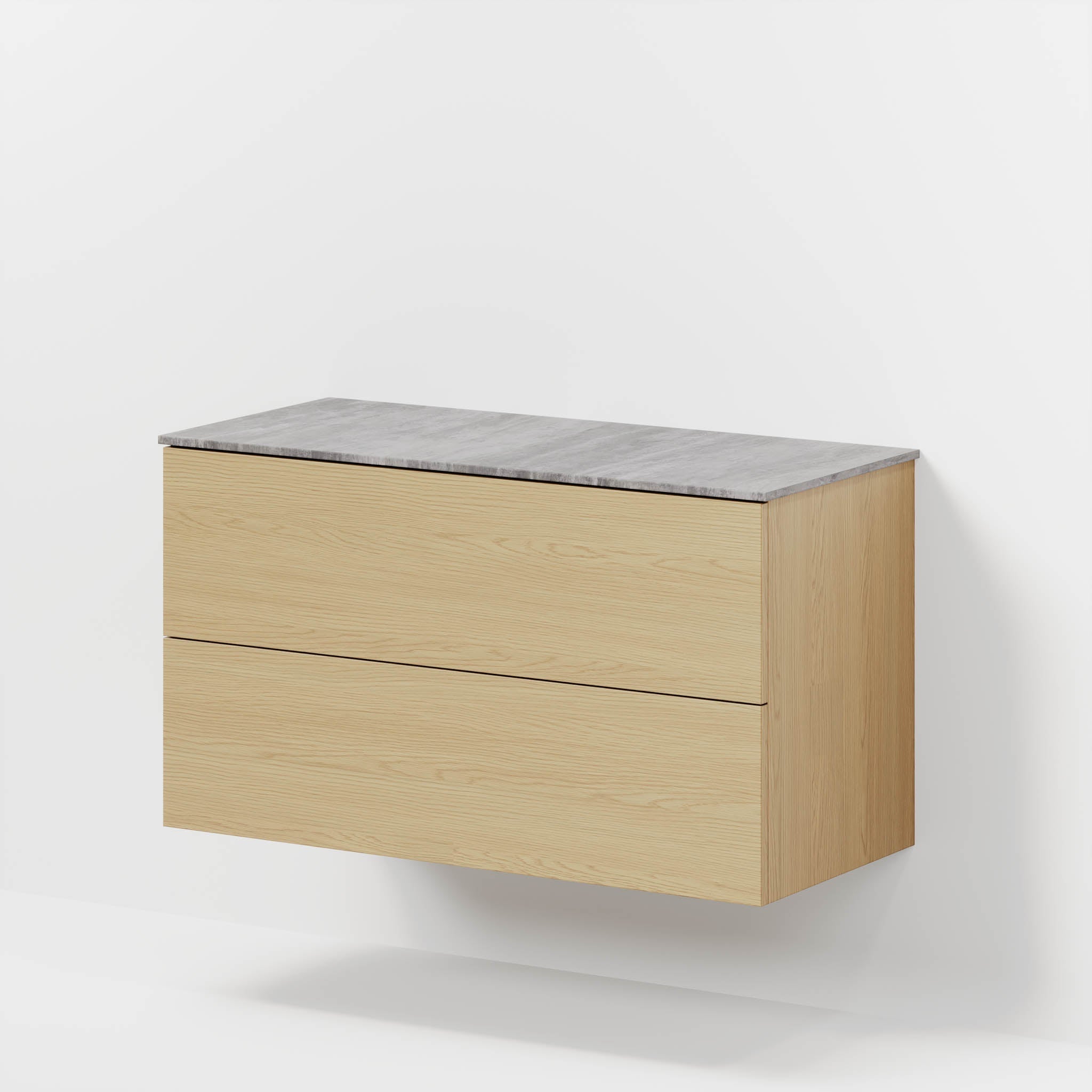 Badmøbel med klassiske fronter - 100x46x56 cm - eg - melaminbordplade i betonlook - Vinderup