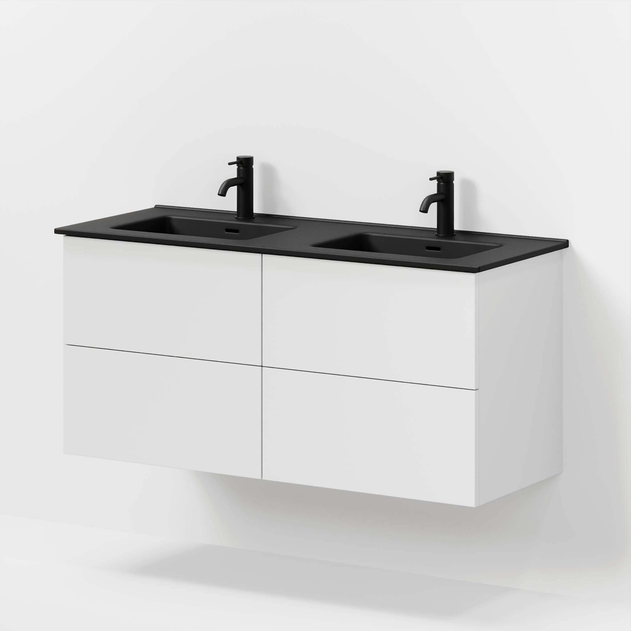 Badmøbel med klassiske fronter - 120x46x57 cm - mat hvid - keramisk dobbeltvask - Vadum
