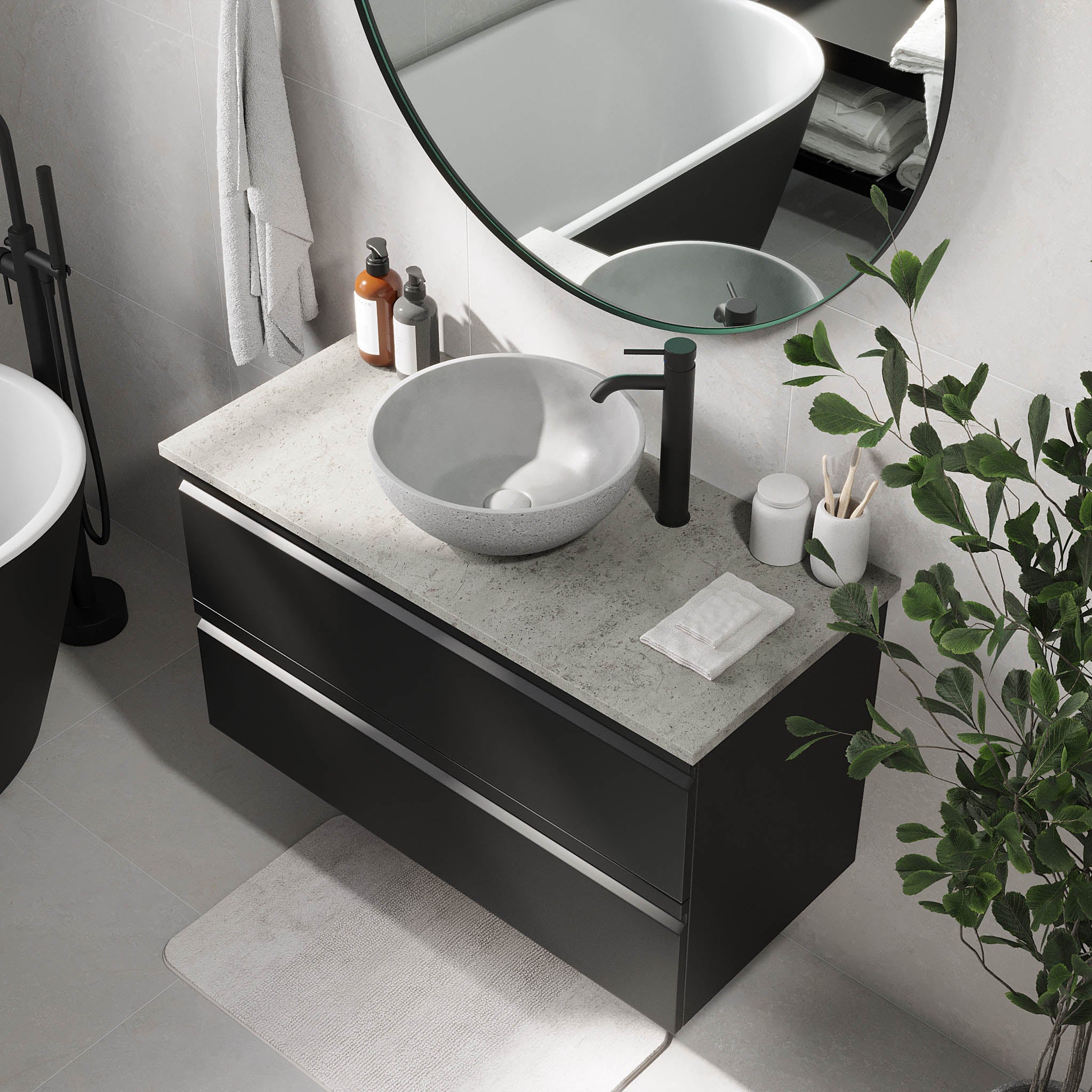 Bardufoss Badmøbel, Mat Sort