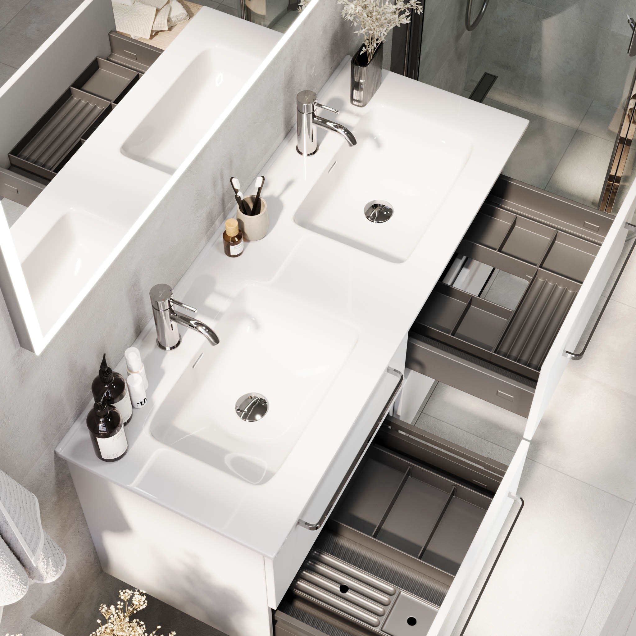 Voss, Furniture Set - Basin & Cabinet, White Mat - 120 cm - MASTERSTORE - 8595677194333 - Furniture Set - Basin & Cabinet - 70-120-54-01-61 - 8595677194333