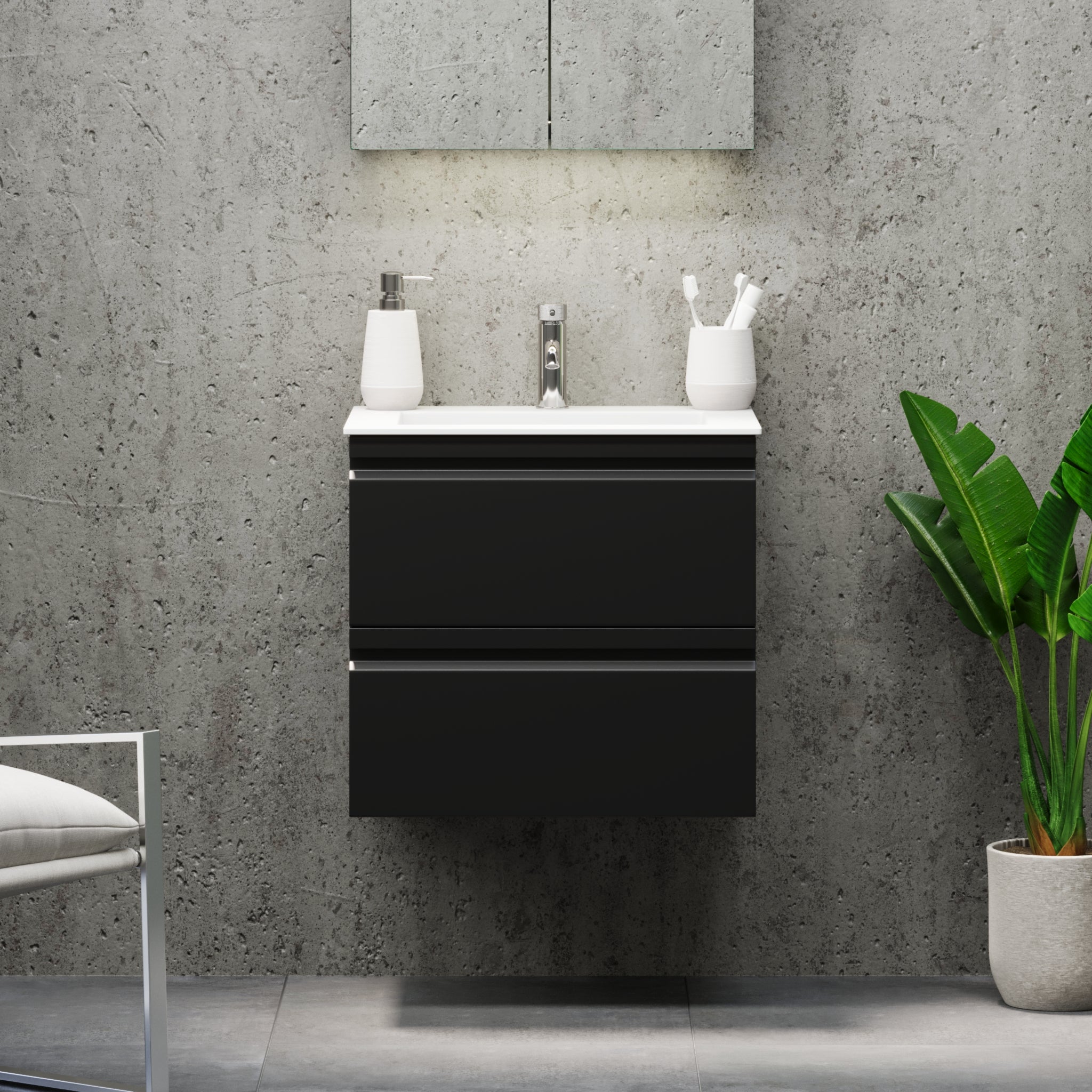 Knarrlagsund Badmøbel – Dybde 46 cm, Mat Sort