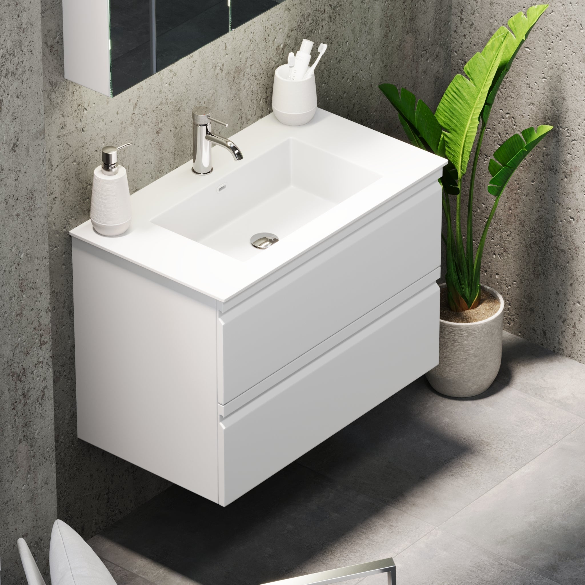 Knarrlagsund, Furniture Set - Basin & Cabinet, White Mat - 120 cm - MASTERSTORE - 8595677171174 - Furniture Set - Code - 74-120-52-01-40 - 8595677171174