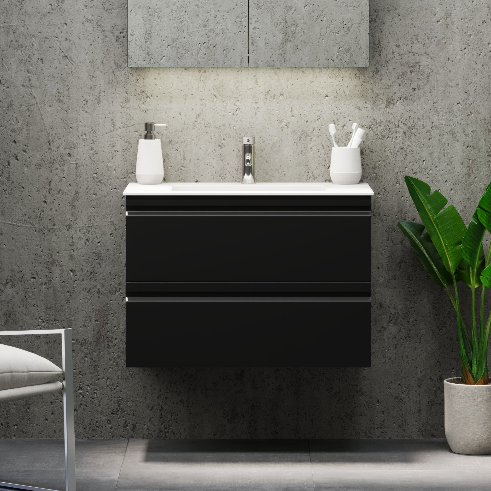 Knarrlagsund Badmøbel – Dybde 46 cm, Mat Sort