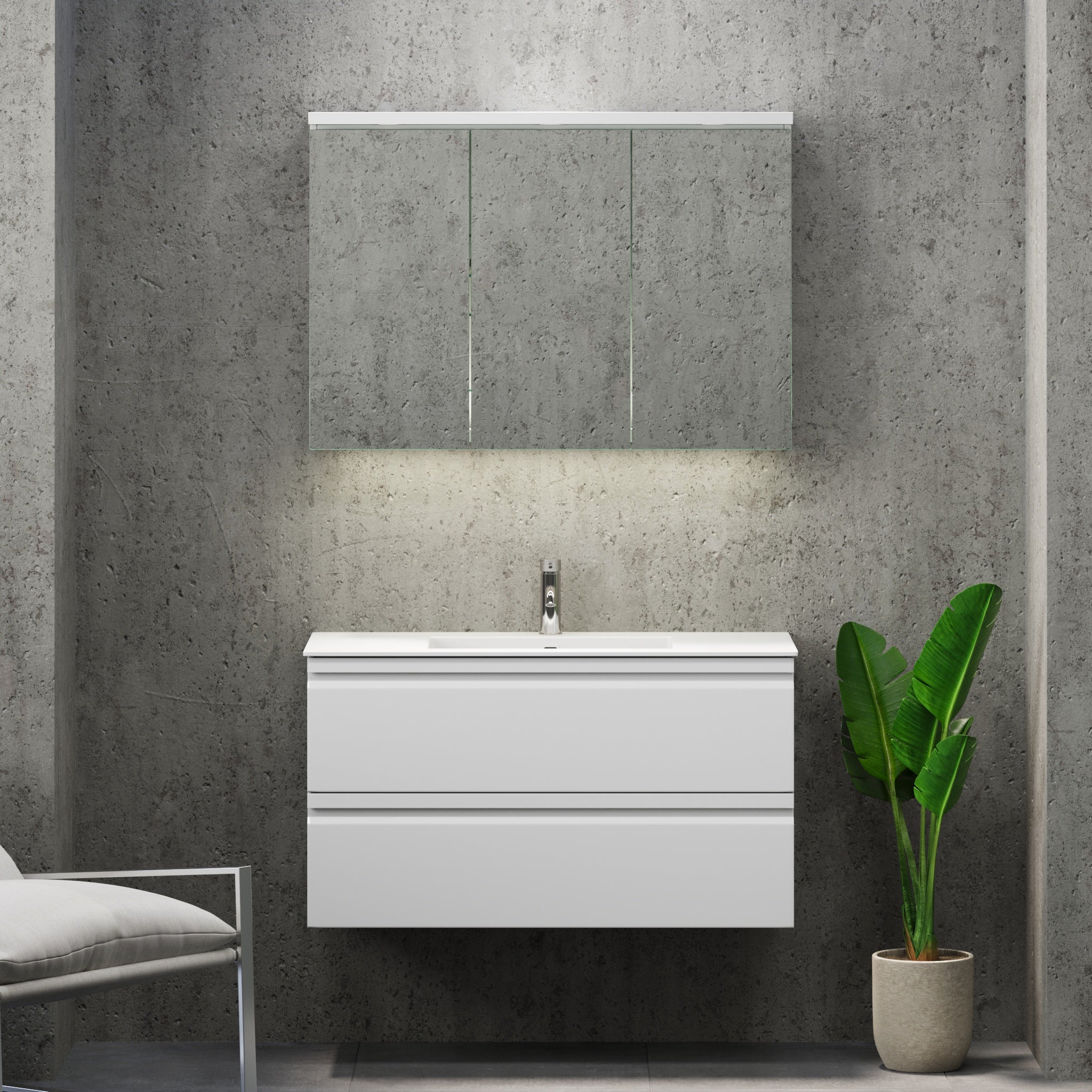 Knarrlagsund Badmøbel – Dybde 46 cm, Mat Hvid