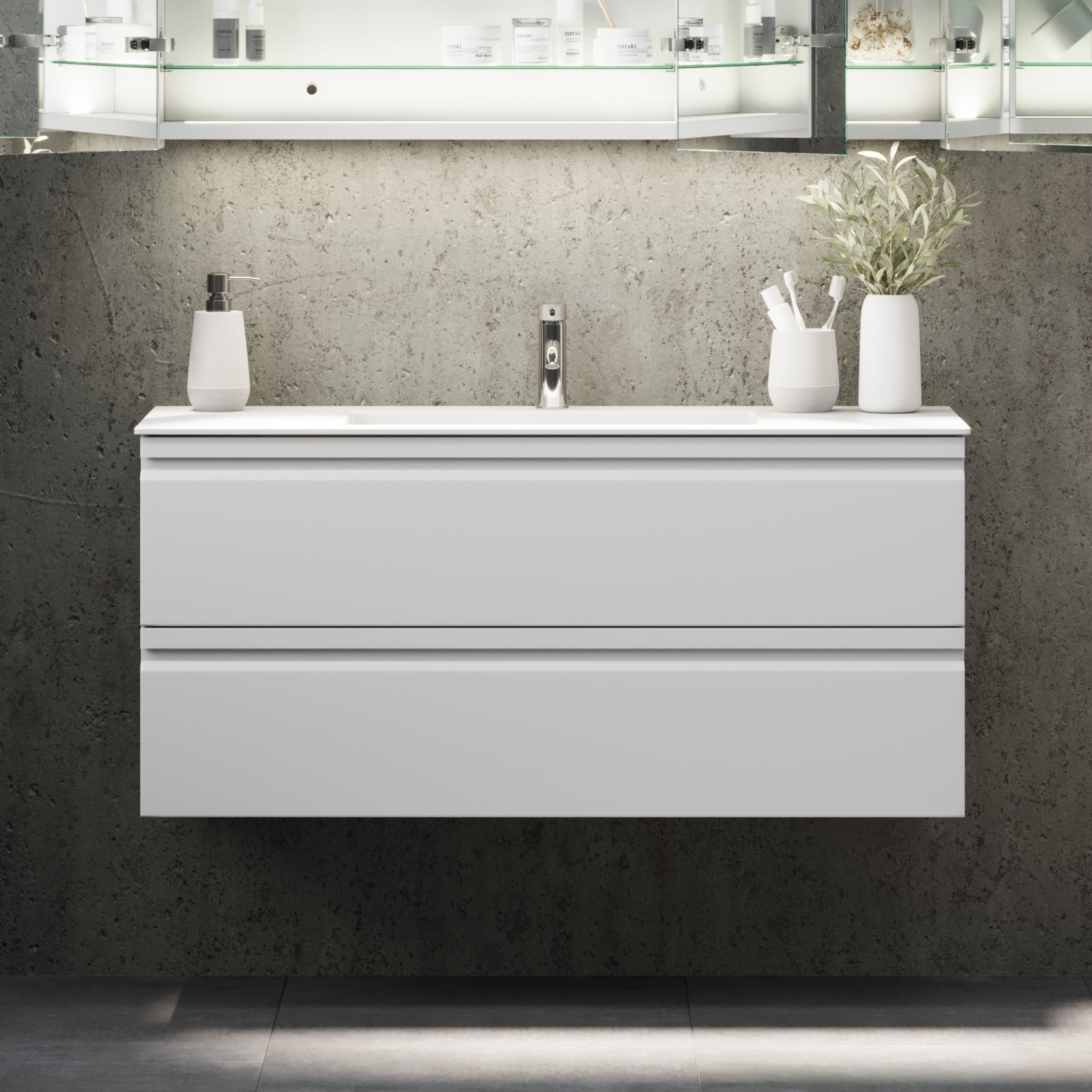 Knarrlagsund Badmøbel – Dybde 46 cm, Mat Hvid