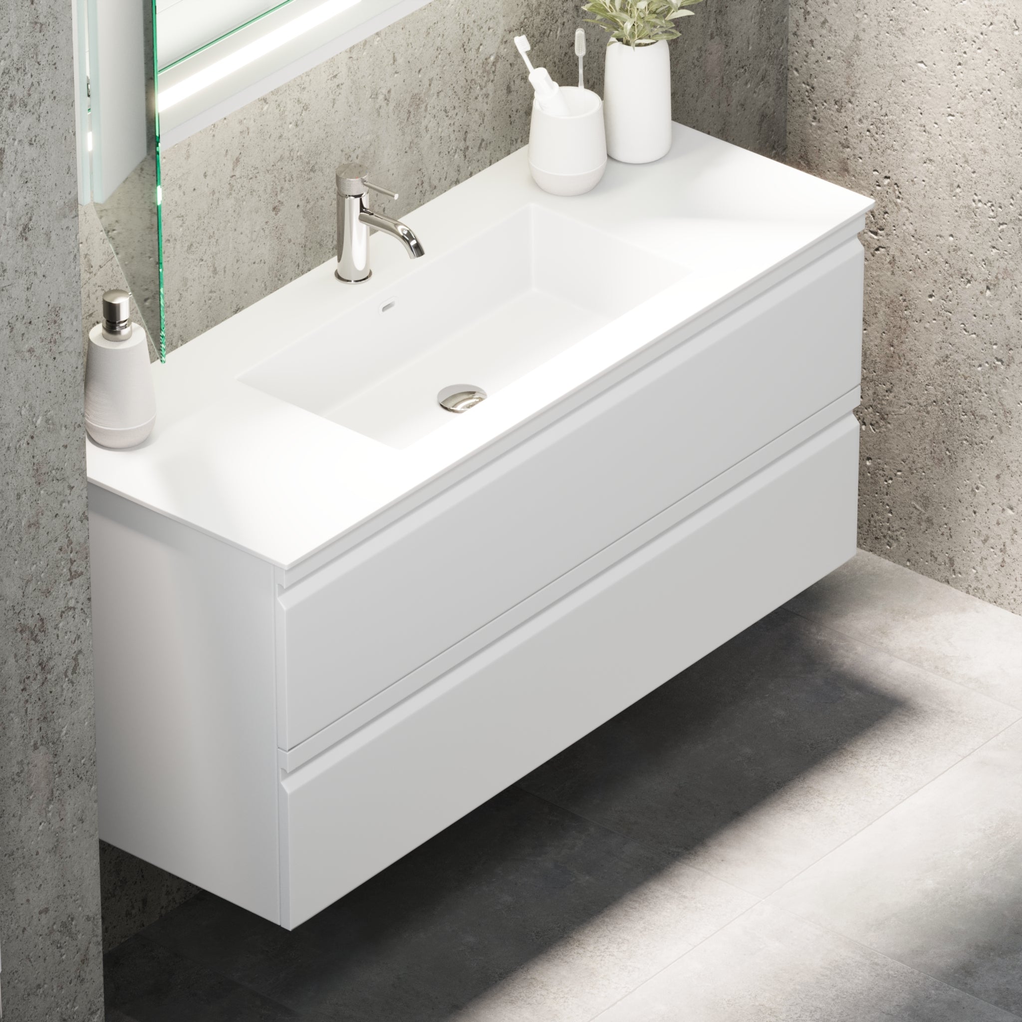 Knarrlagsund Badmøbel – Dybde 46 cm, Mat Hvid