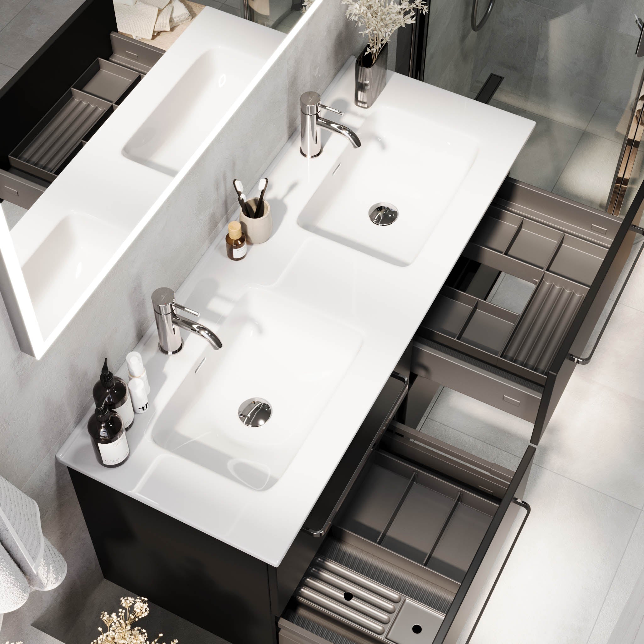 Voss, Furniture Set - Basin & Cabinet, Black Mat - 80 cm - MASTERSTORE - 8595677194364 - Furniture Set - Basin & Cabinet - 70-080-54-02-60 - 8595677194364