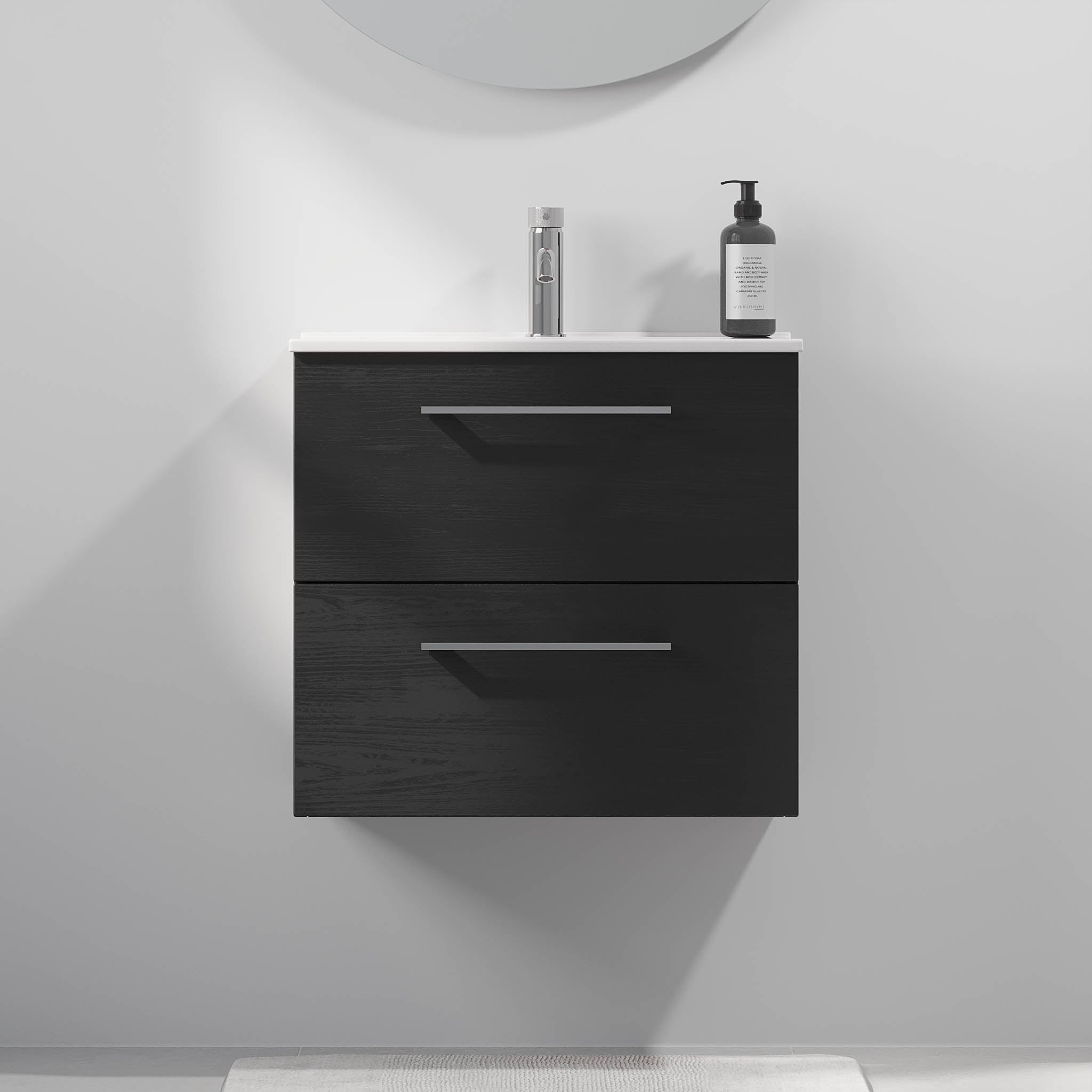 Magnor Badmøbel Slimline med Skuffer, Sort Træ