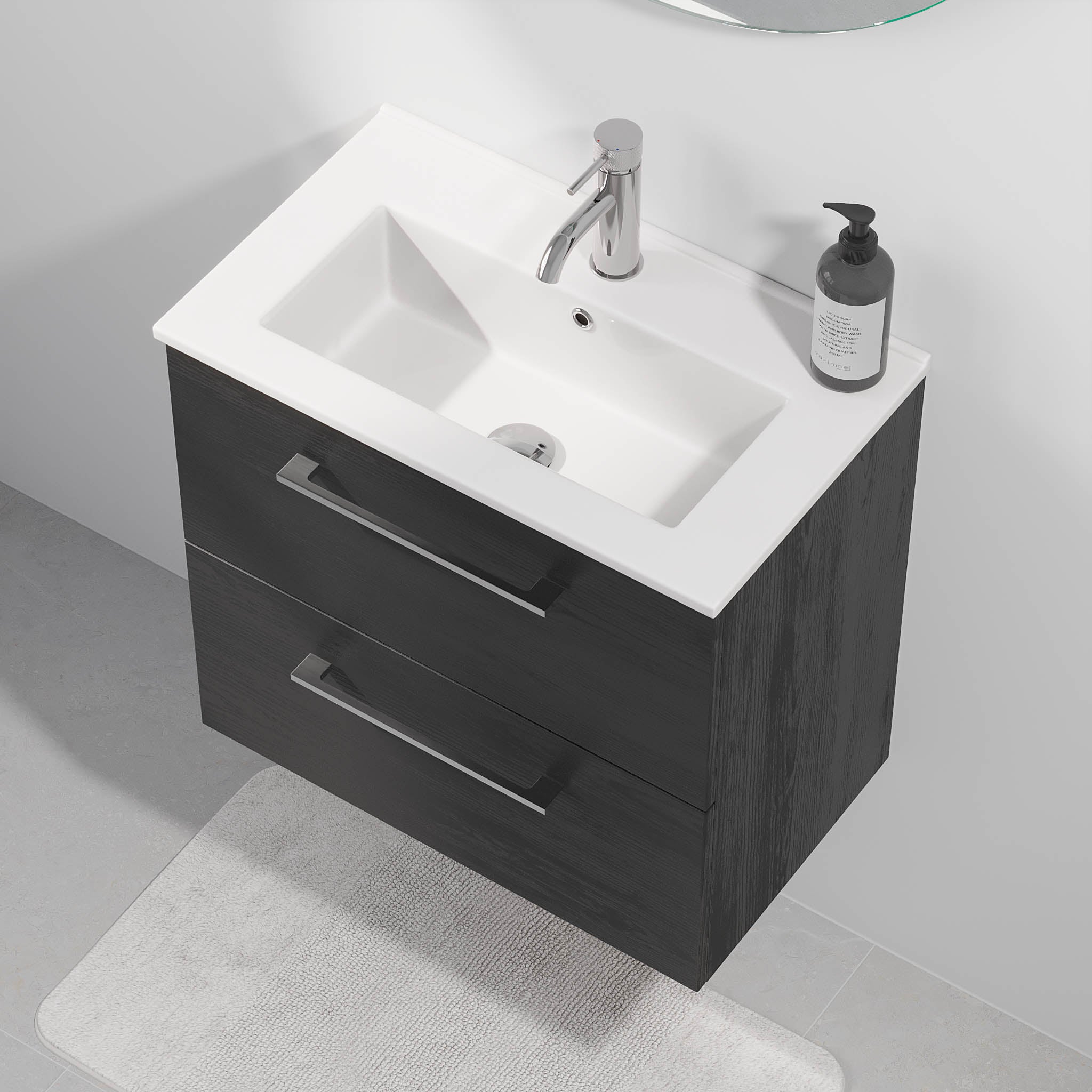 Magnor Badmøbel Slimline med Skuffer, Sort Træ