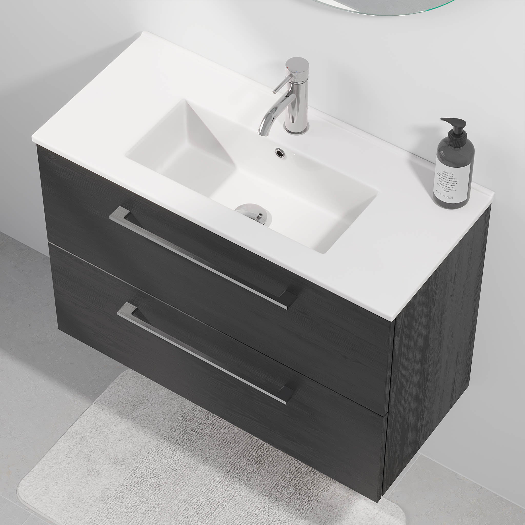 Magnor Badmøbel Slimline med Skuffer, Sort Træ