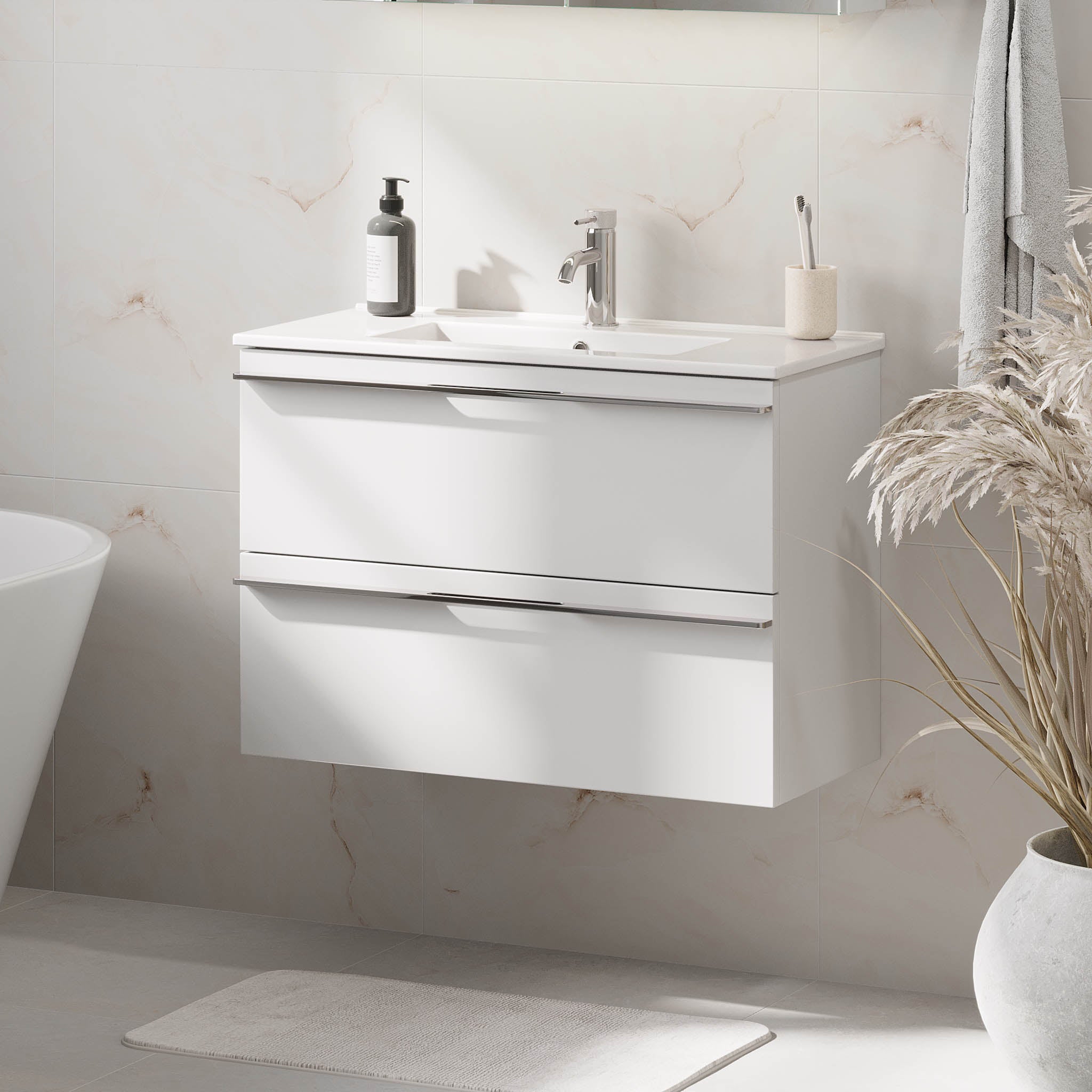 Verdal Slimline Badmøbel, Mat Hvid