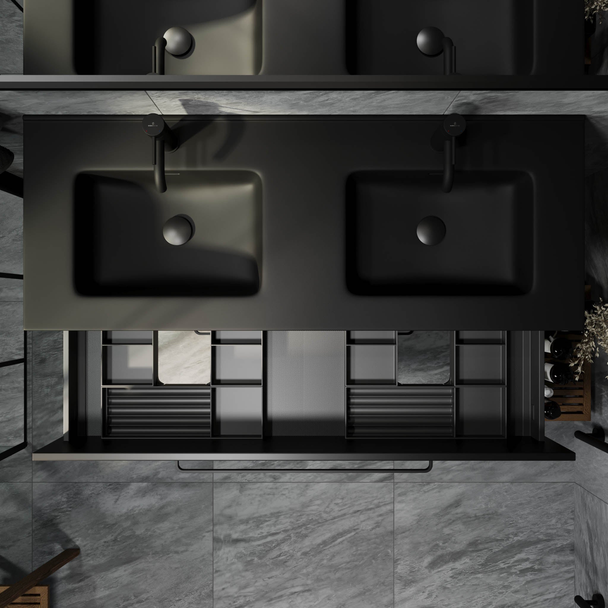 Vegsund, Furniture Set - Basin & Cabinet, Black Mat - 80 cm - MASTERSTORE - 8595677194449 - Furniture Set - Basin & Cabinet - 70-080-56-02-60 - 8595677194449