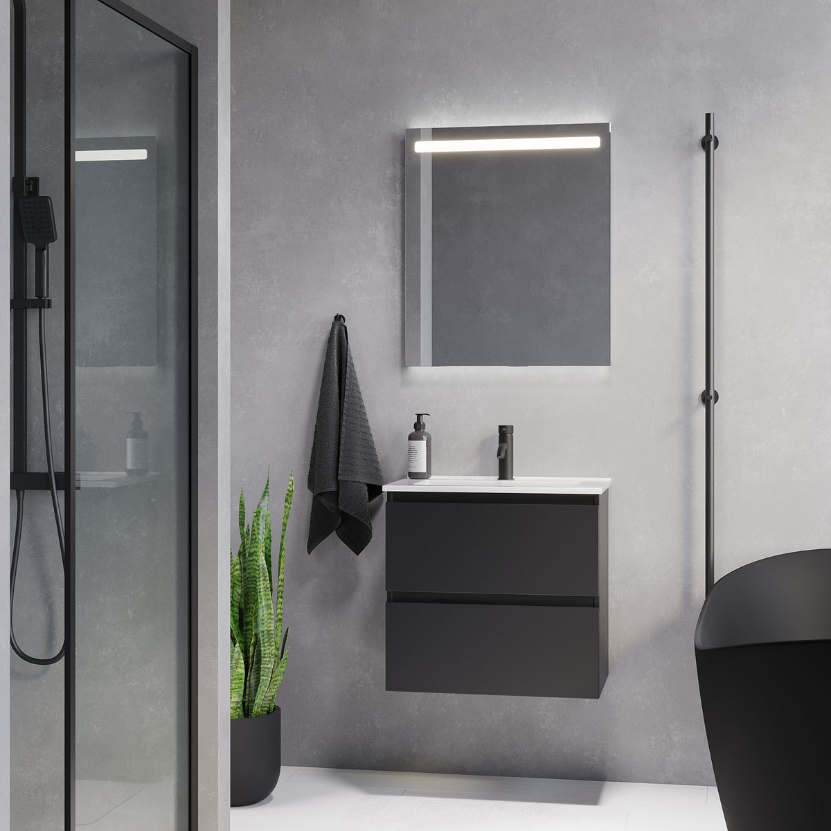Sandshamn Slimline badmøbel, Mat Sort