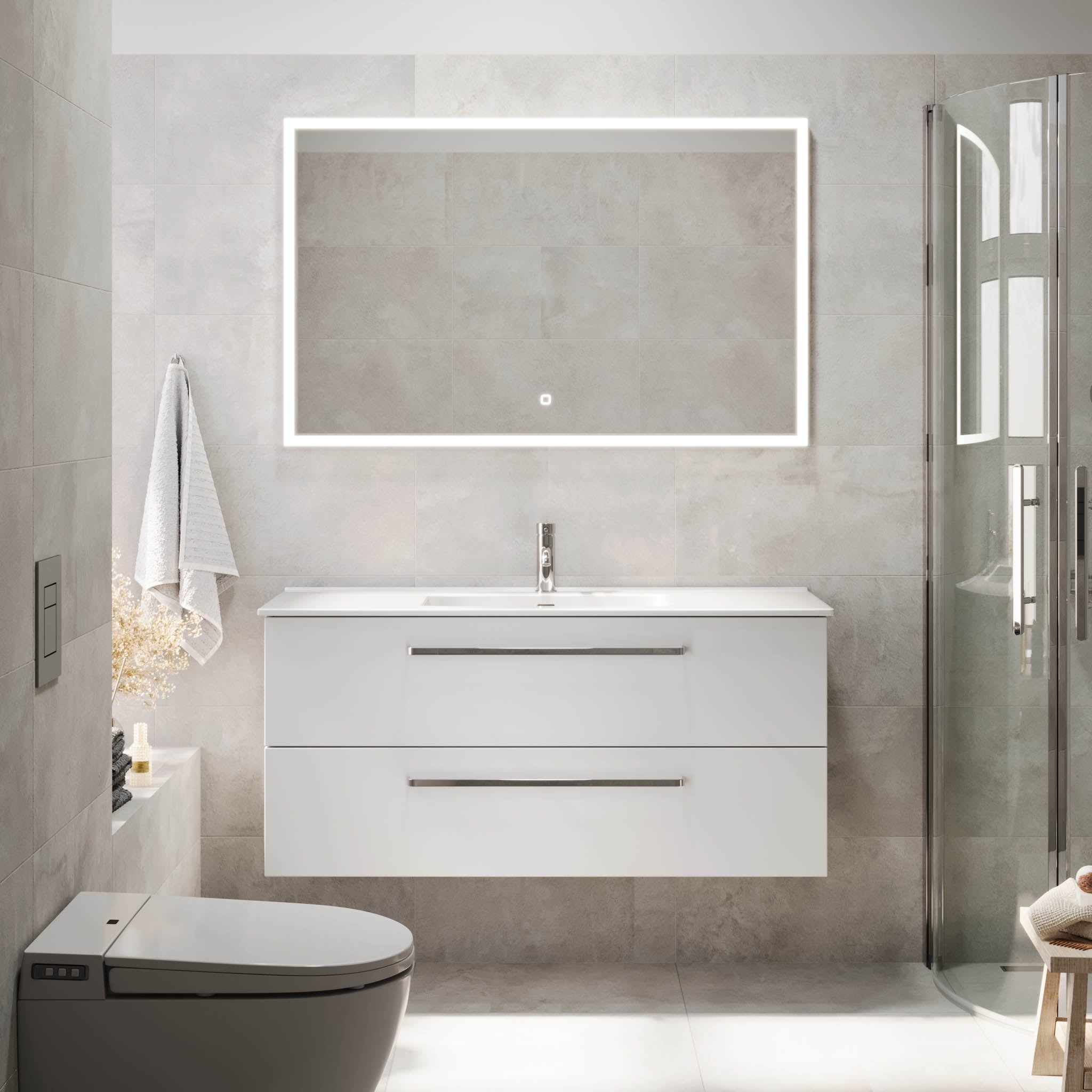 Voss, Furniture Set - Basin & Cabinet, White Mat - 120 cm - MASTERSTORE - 8595677194333 - Furniture Set - Basin & Cabinet - 70-120-54-01-61 - 8595677194333