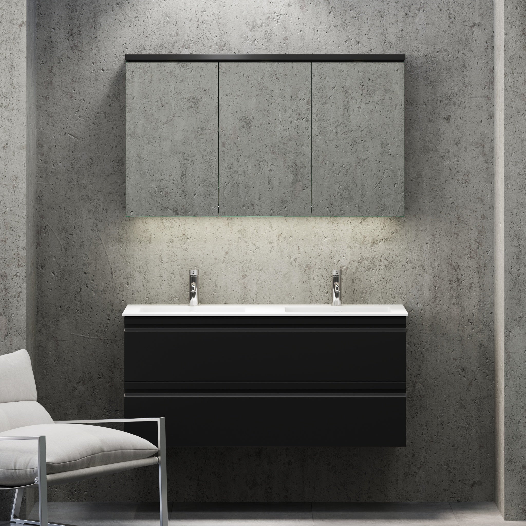 Knarrlagsund Badmøbel – Dybde 46 cm, Mat Sort