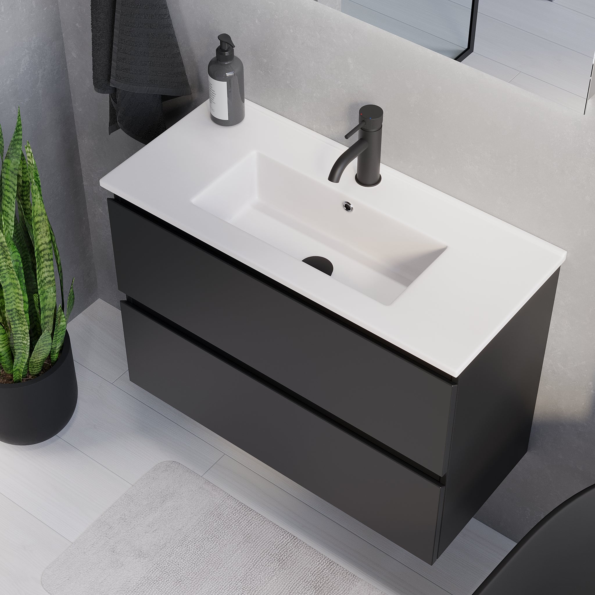 Sandshamn Slimline badmøbel, Mat Sort