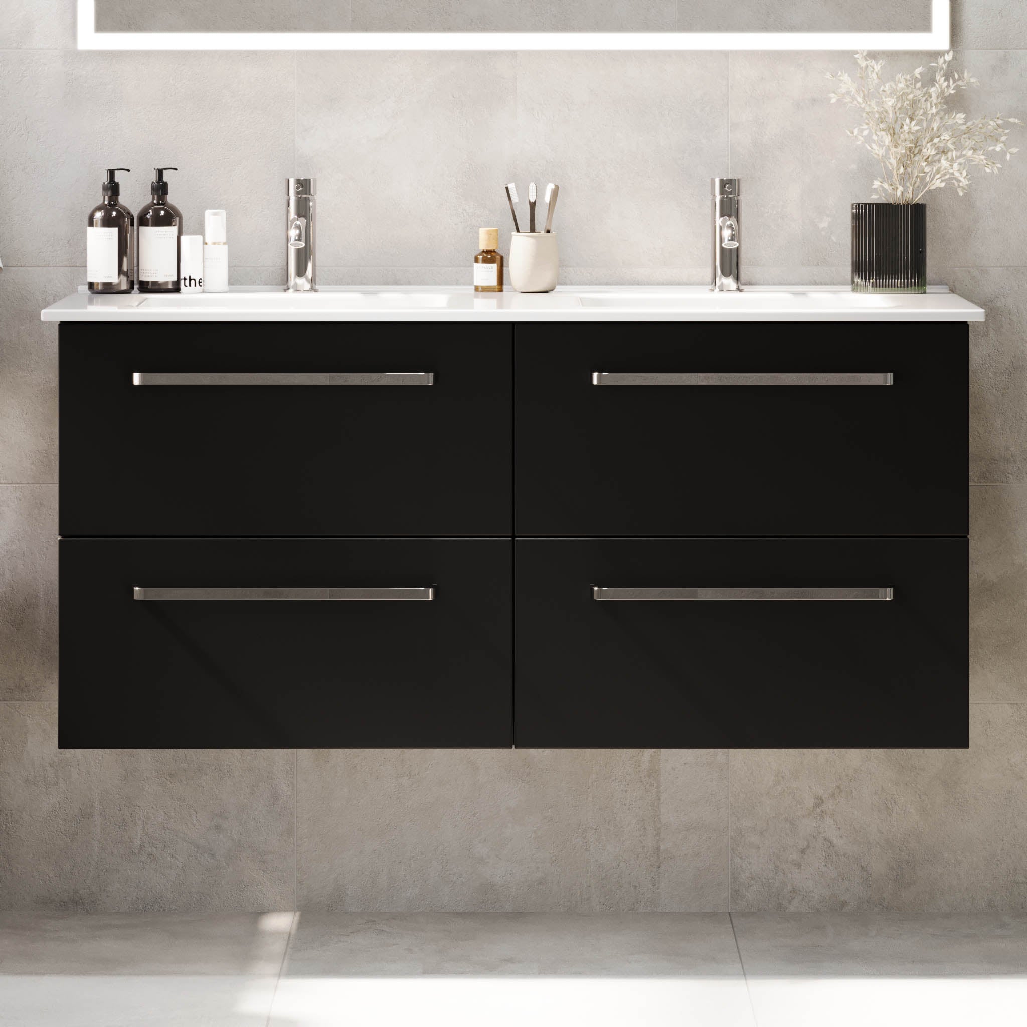 Voss, Furniture Set - Basin & Cabinet, Black Mat - 80 cm - MASTERSTORE - 8595677194364 - Furniture Set - Basin & Cabinet - 70-080-54-02-60 - 8595677194364