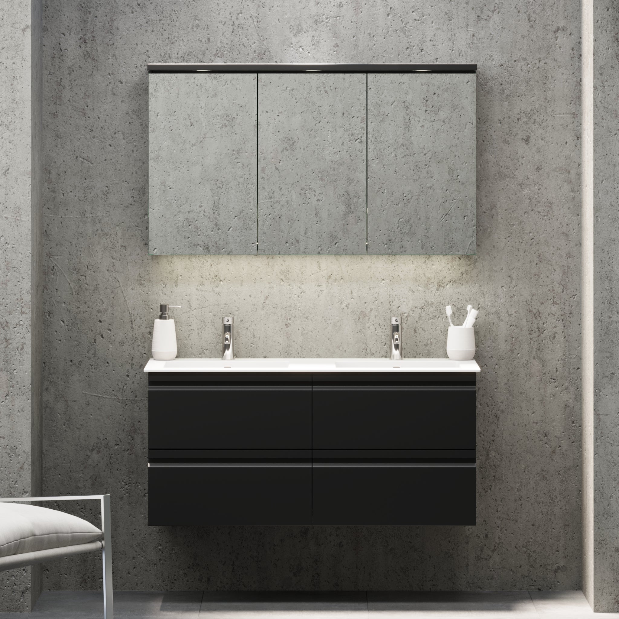 Knarrlagsund Badmøbel – Dybde 46 cm, Mat Sort