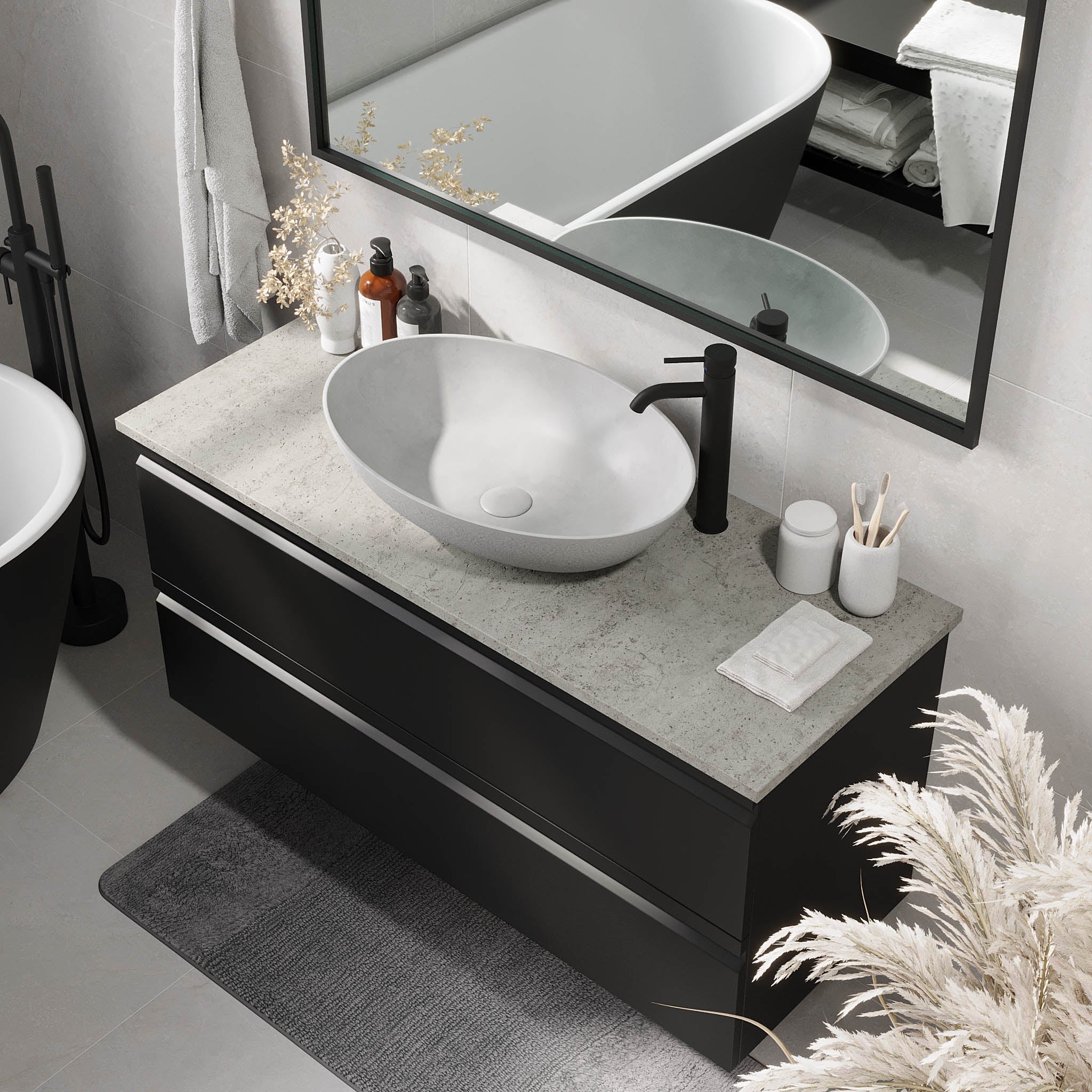 Odda Badmøbel, Mat Sort