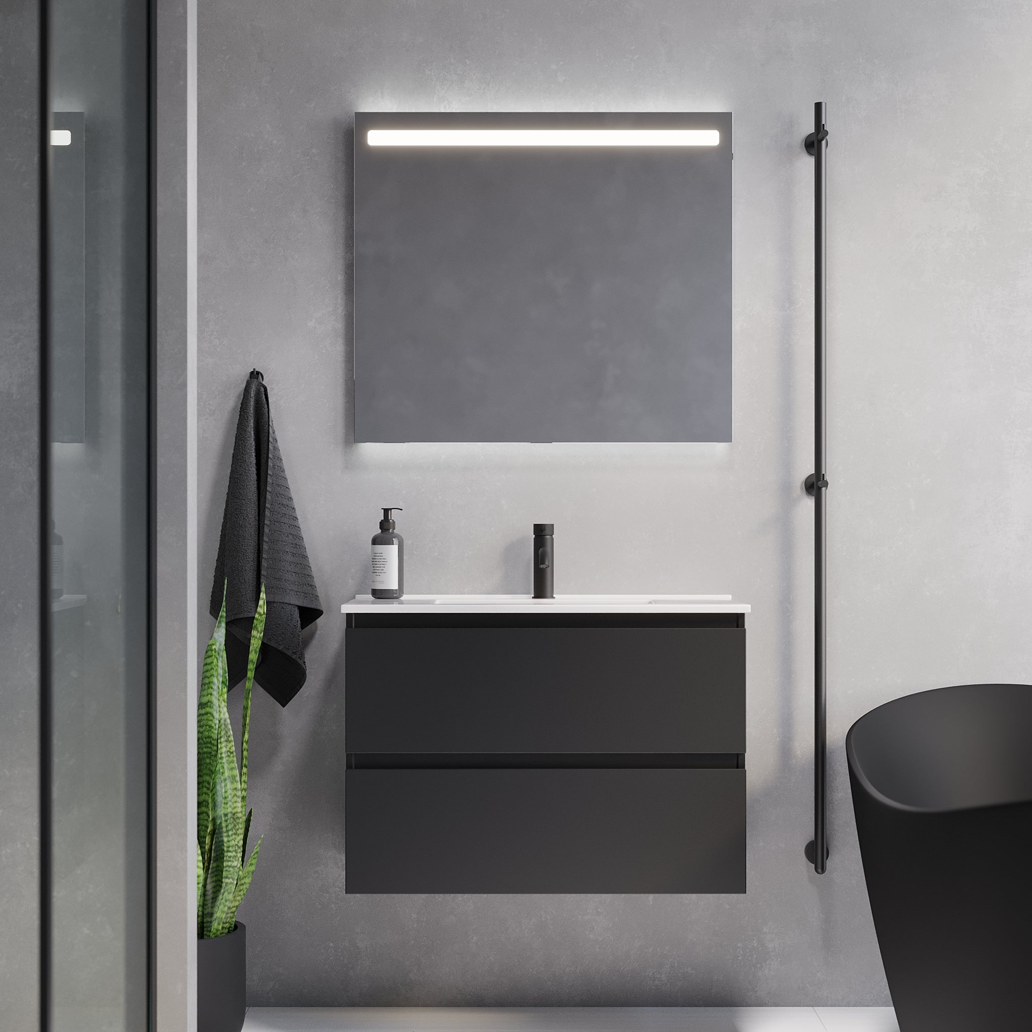 Sandshamn, Furniture Set - Basin & Cabinet, Black Mat - 80 cm - MASTERSTORE - 8595677150940 - Furniture Set - Code - 73-080-70-02-30 - 8595677150940