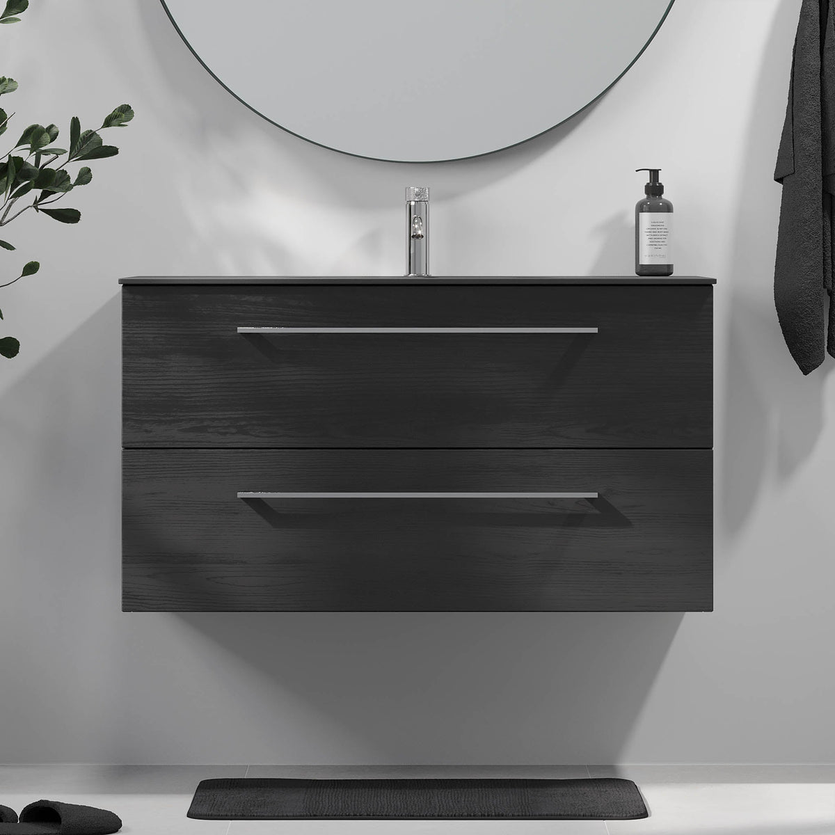 Horten, Furniture Set - Basin & Cabinet, Black Wood - 60 cm - MASTERSTORE - 8595677190830 - Furniture Set - Code - 75-060-60-22-41 - 8595677190830