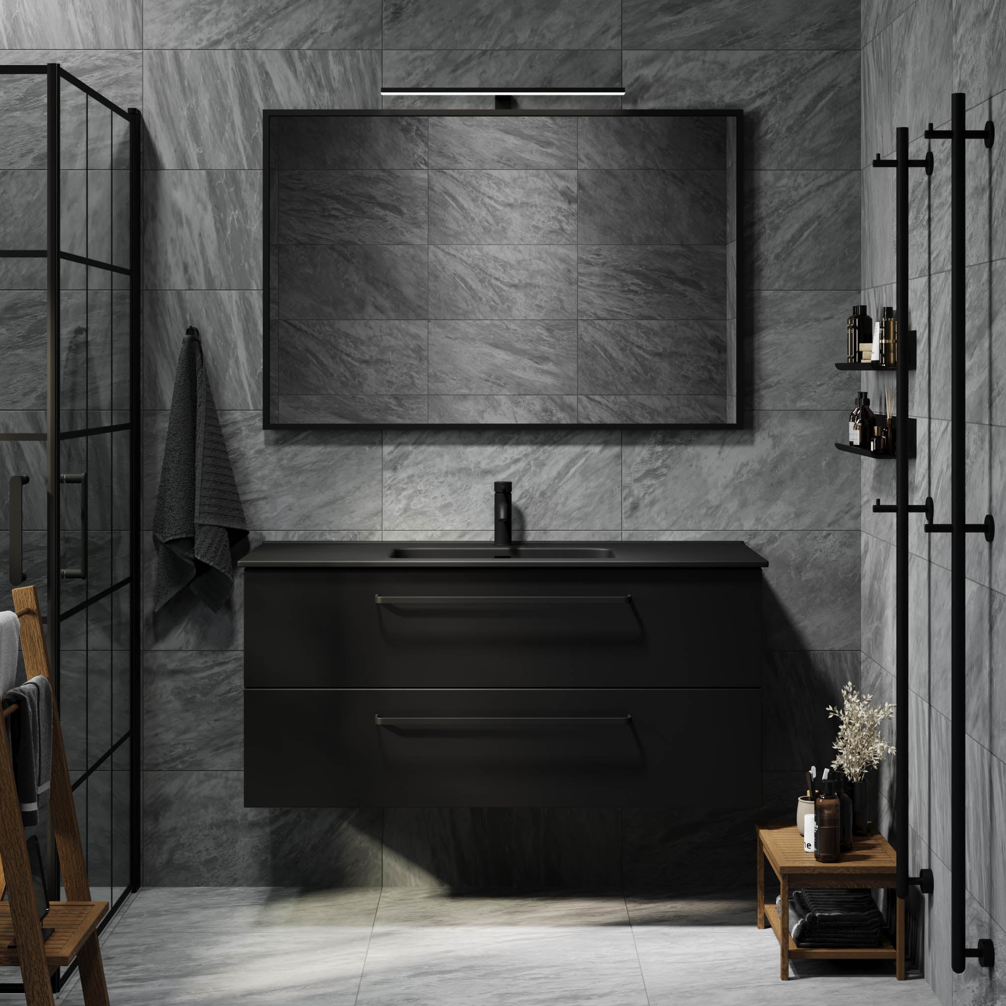 Vegsund, Furniture Set - Basin & Cabinet, Black Mat - 80 cm - MASTERSTORE - 8595677194449 - Furniture Set - Basin & Cabinet - 70-080-56-02-60 - 8595677194449