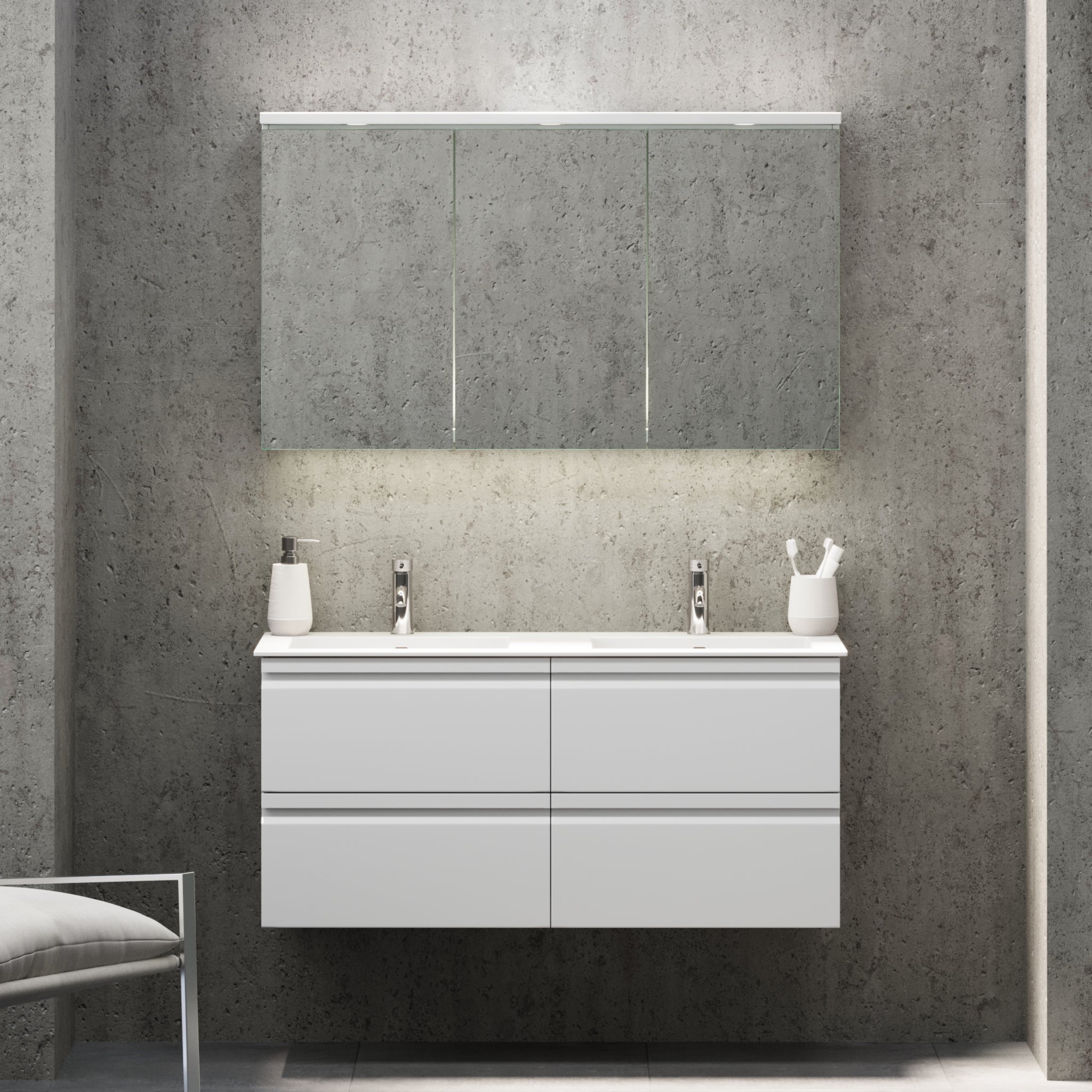 Knarrlagsund Badmøbel – Dybde 46 cm, Mat Hvid