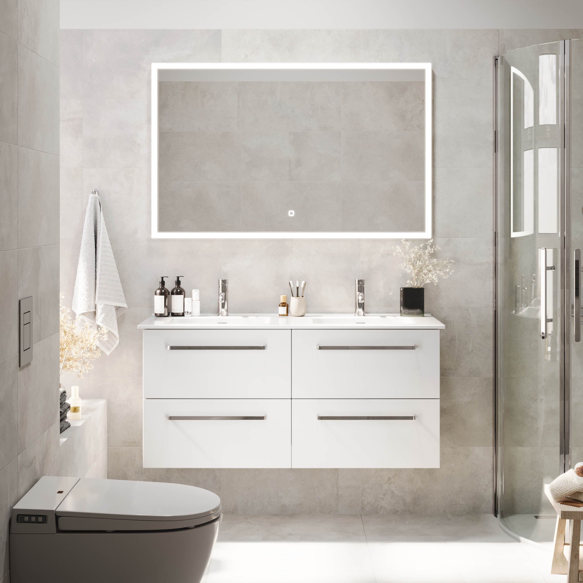 Voss, Furniture Set - Basin & Cabinet, White Mat - 120 cm - MASTERSTORE - 8595677194333 - Furniture Set - Basin & Cabinet - 70-120-54-01-61 - 8595677194333