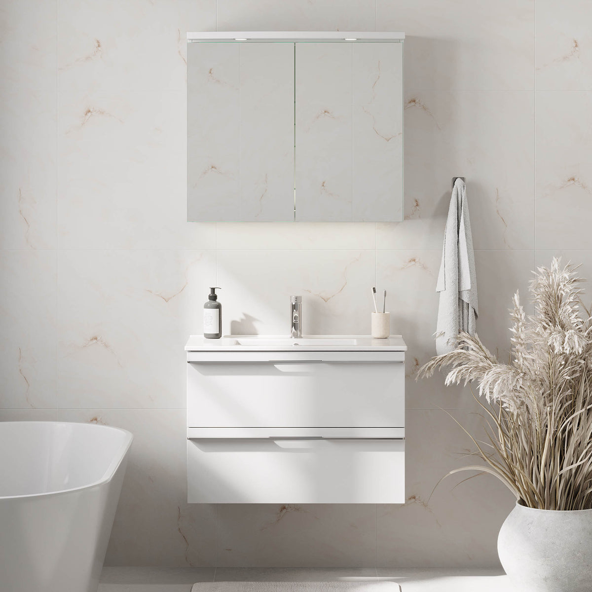 Verdal Slimline Badmøbel, Mat Hvid