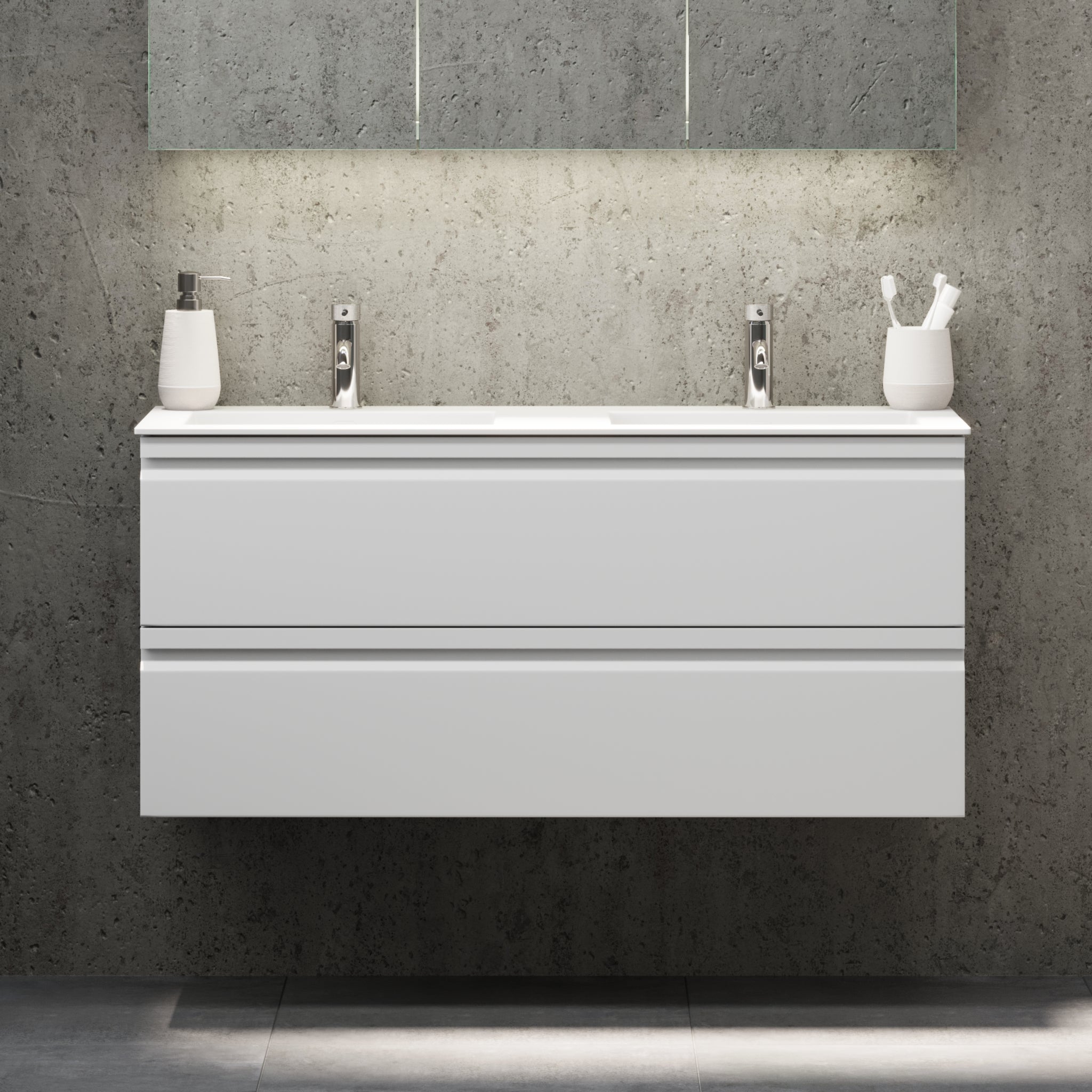 Knarrlagsund Badmøbel – Dybde 46 cm, Mat Hvid