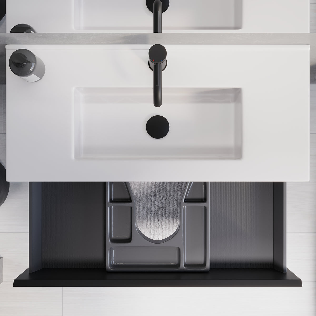 Sandshamn Slimline badmøbel, Mat Sort