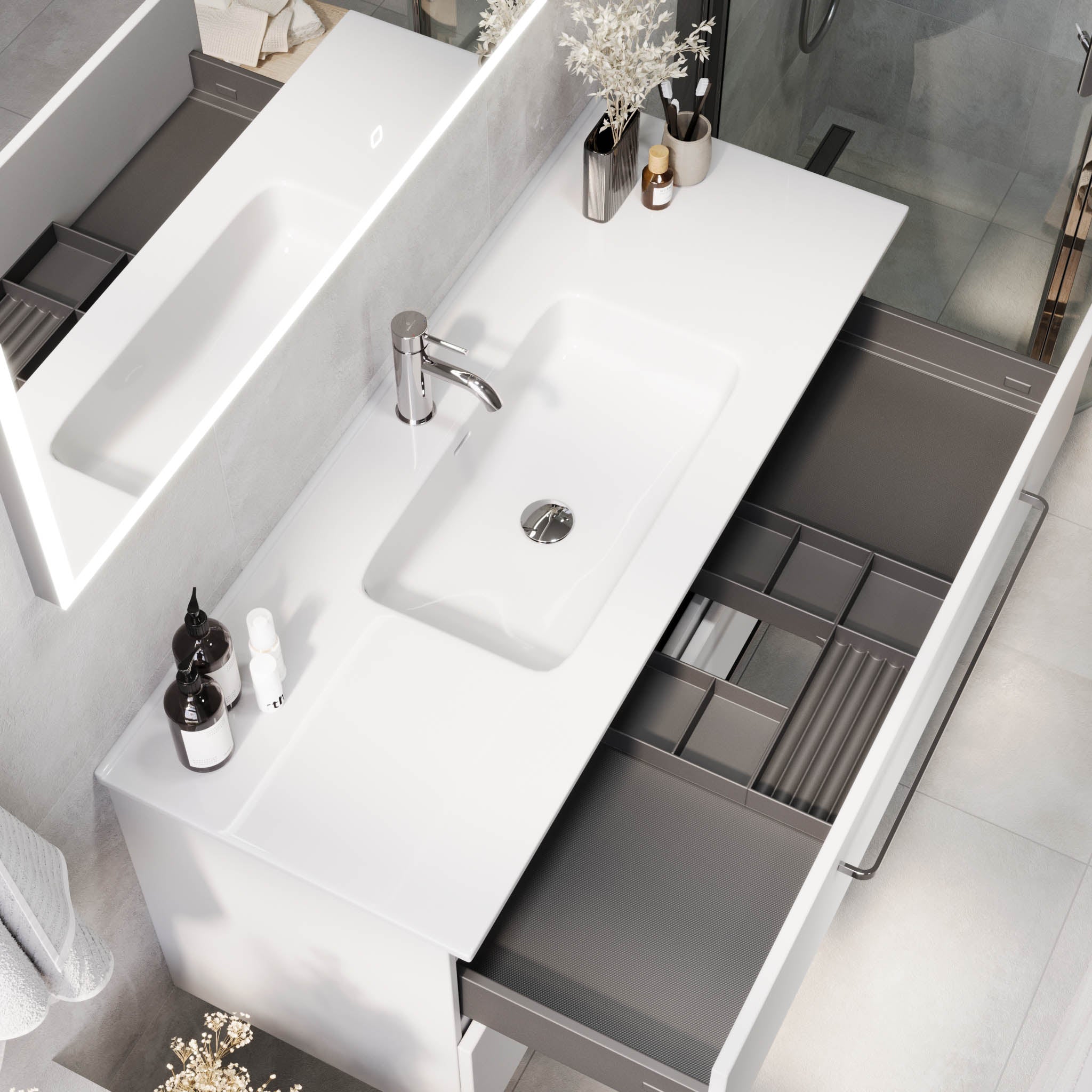 Voss, Furniture Set - Basin & Cabinet, White Mat - 120 cm - MASTERSTORE - 8595677194333 - Furniture Set - Basin & Cabinet - 70-120-54-01-61 - 8595677194333