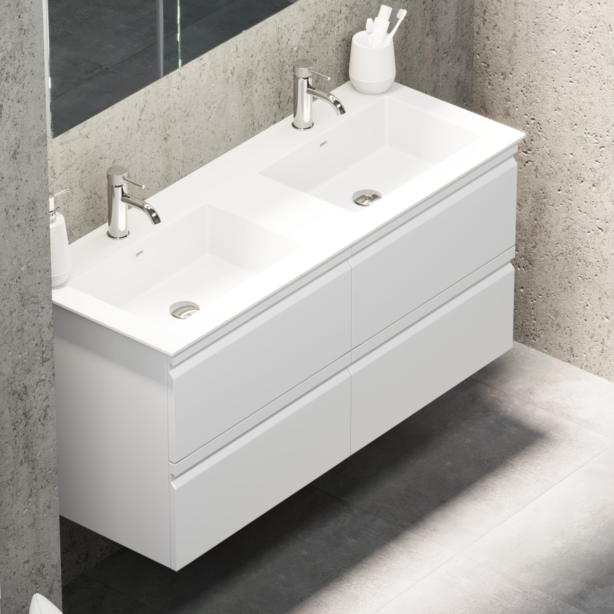 Knarrlagsund Badmøbel – Dybde 46 cm, Mat Hvid